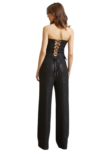 SEQUIN LACE CORSET TOP & PANTS SET