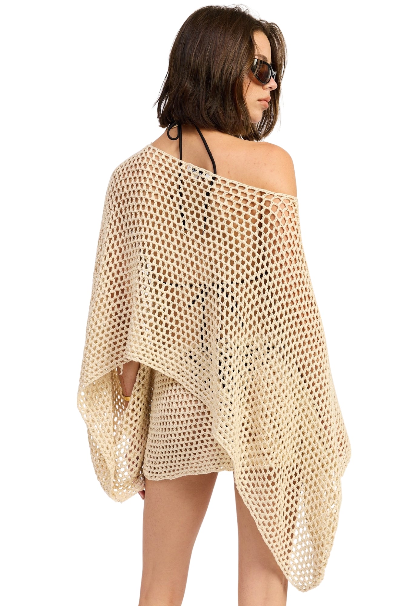 MINI SHELL TRIM CROCHET PONCHO & SKIRT SET