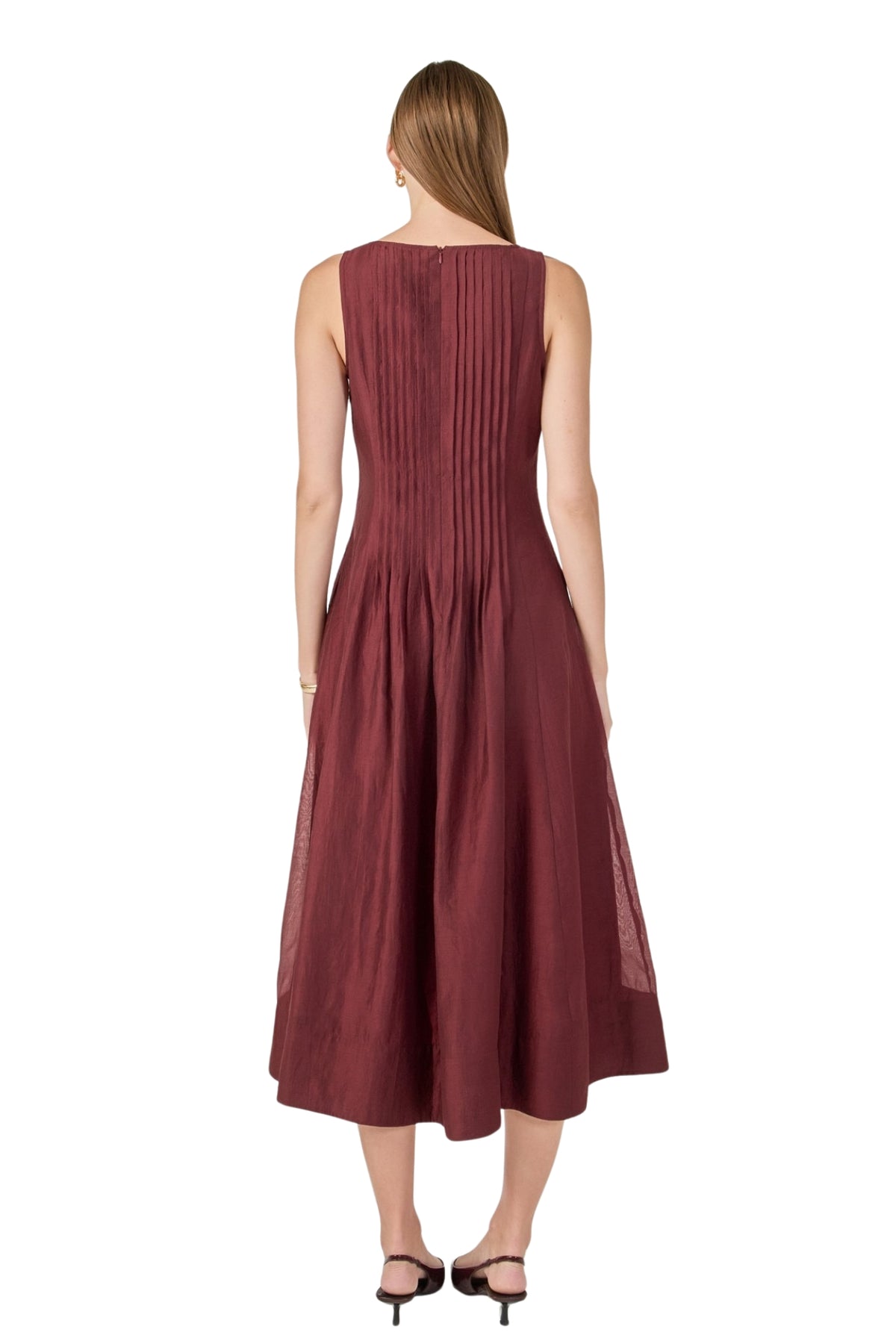 PINTUCK SLEVELESS MIDI DRESS