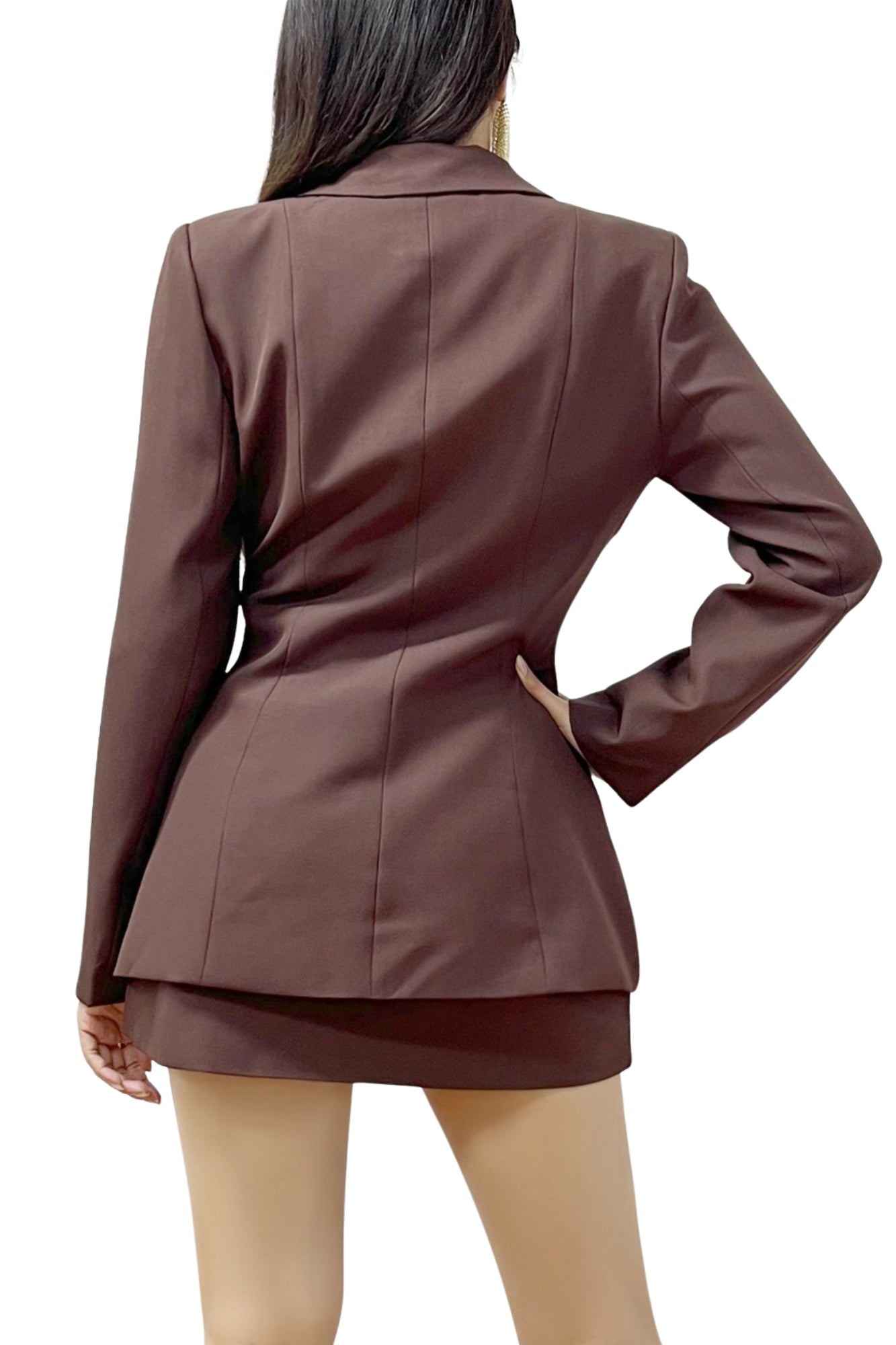 CUTOUT TIE FRONT BLAZER & MINI SKIRT SET