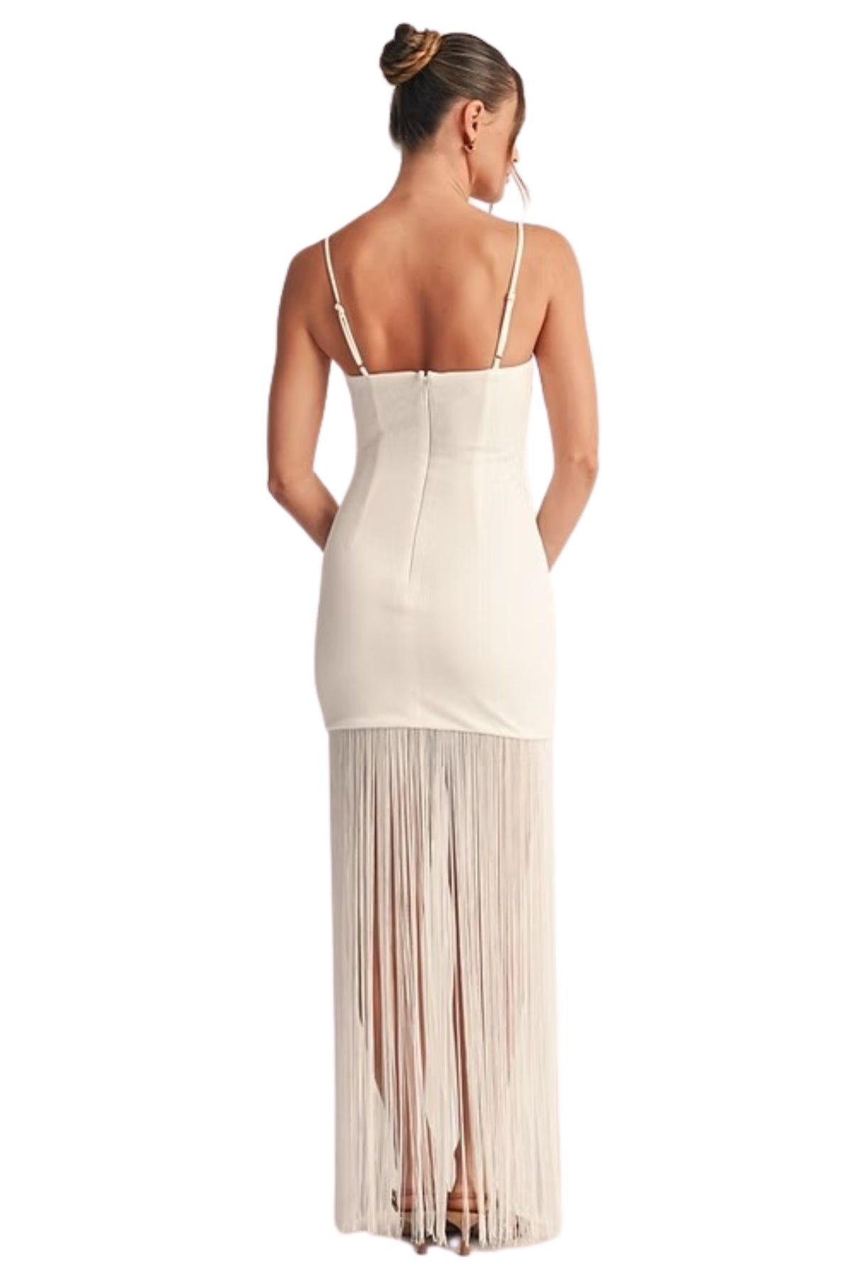 FRINGE BODYCON MAXI DRESS