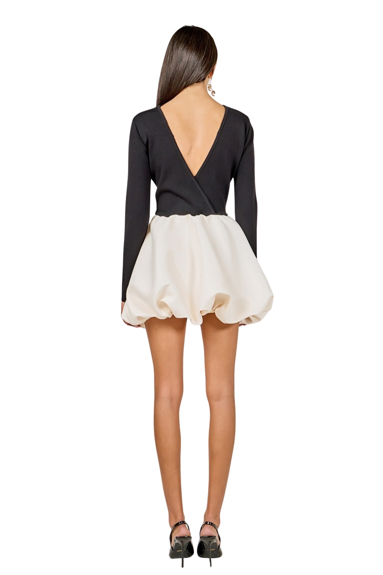 LONG SLEEVE OPEN BACK MINI DRESS