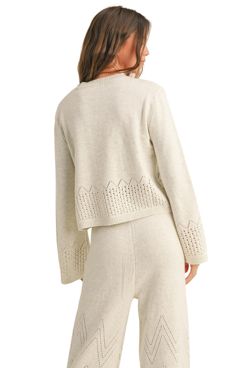 BORDER CROCHET KNITTED TOP & PANTS SET