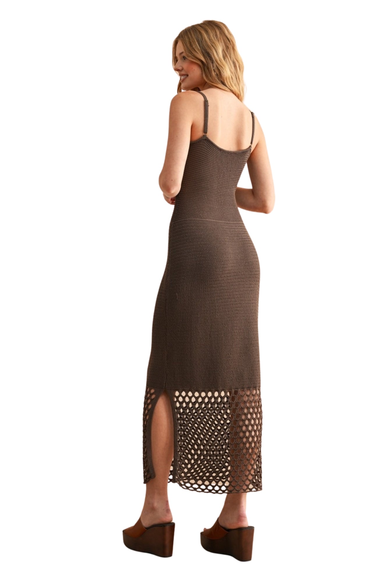 NET PATTERN ON BOTTOM KNITTED DRESS