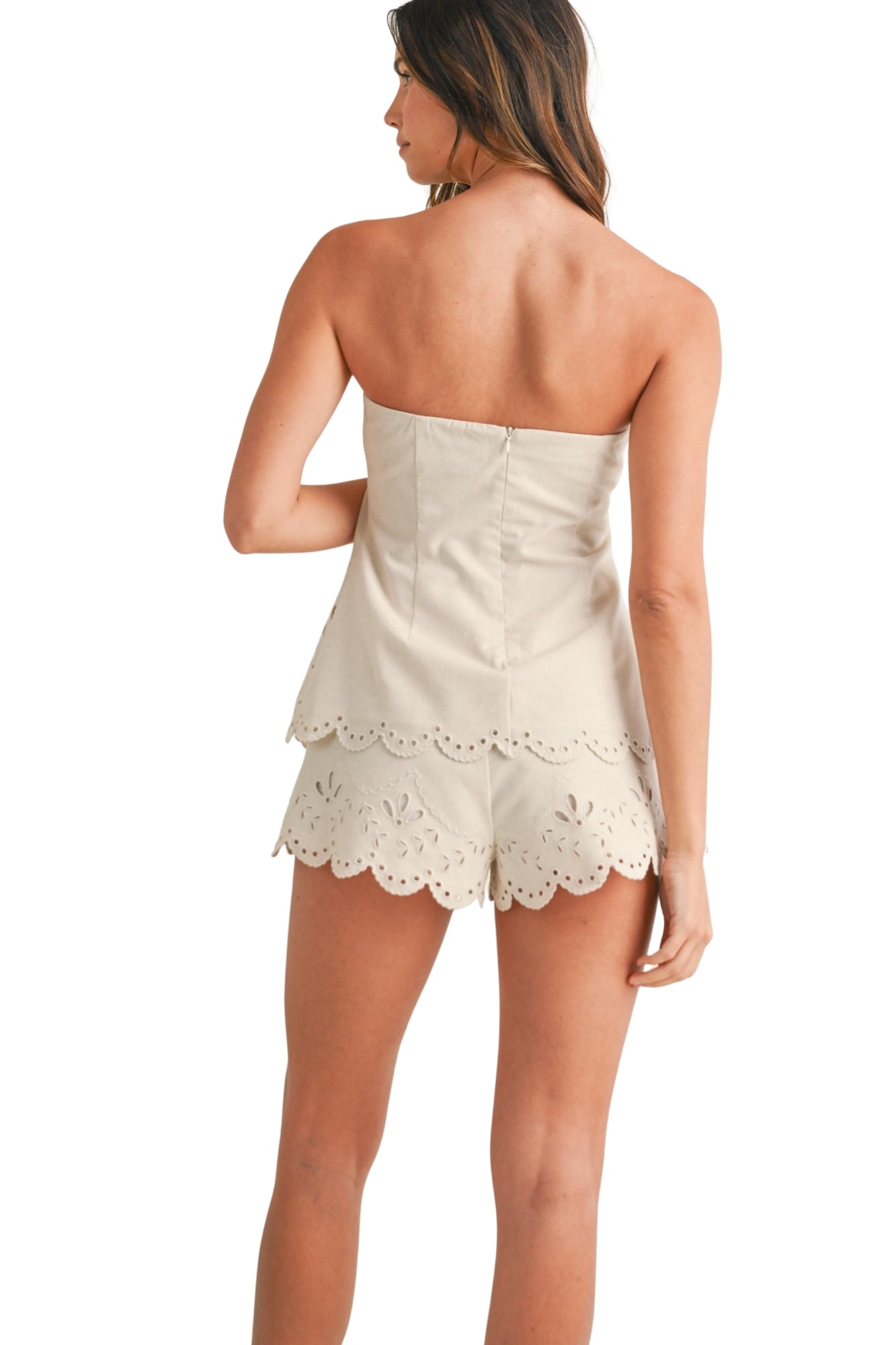 CUT OUT EMBROIDERED TOP & SHORTS SET