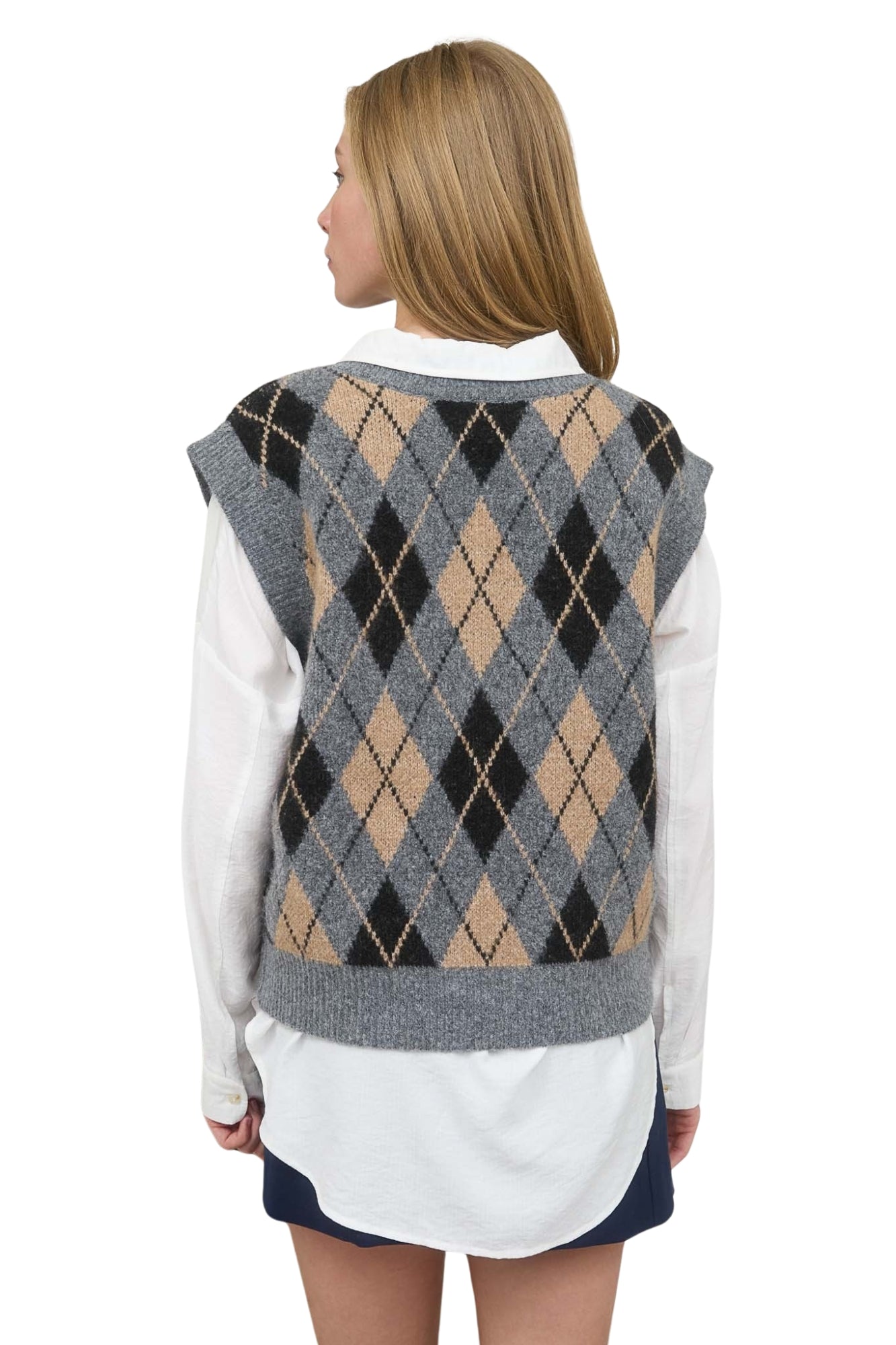 ARGYLE KNIT PULLOVER VEST