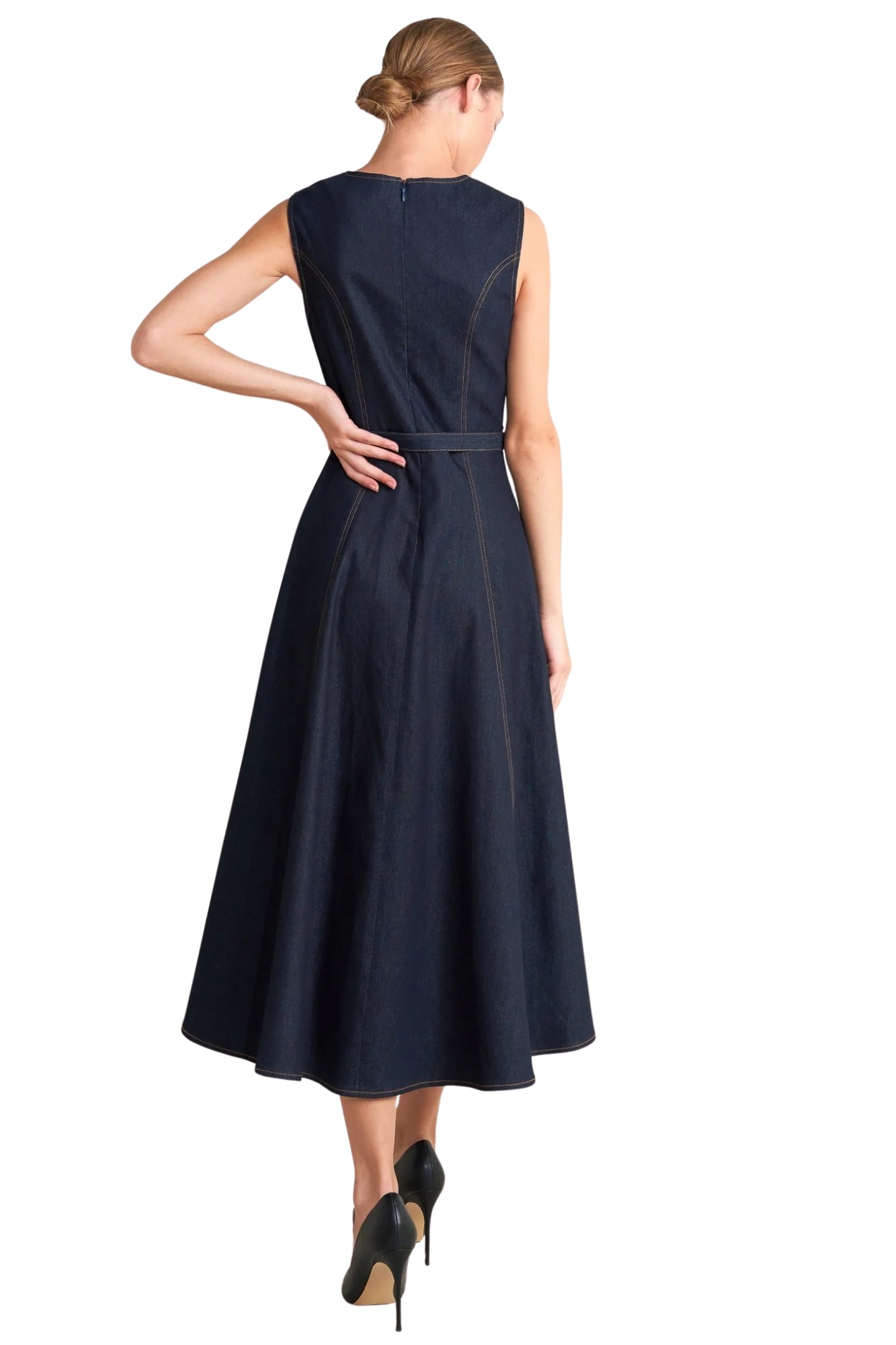 MODERN DARK DENIM MIDI DRESS