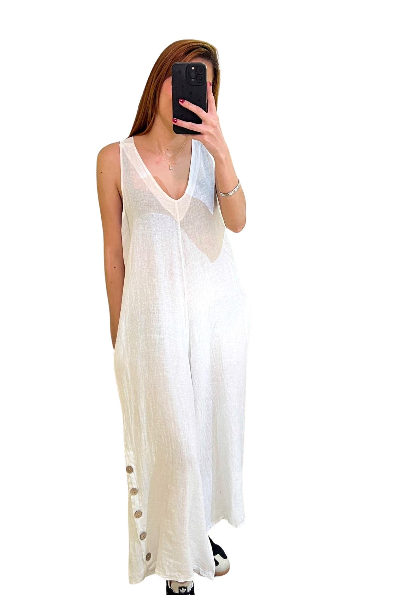 LINEN JUMPSUIT - WHITE