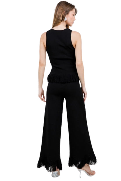 FRINGE BOTTOM HEMMING KNITTED SET