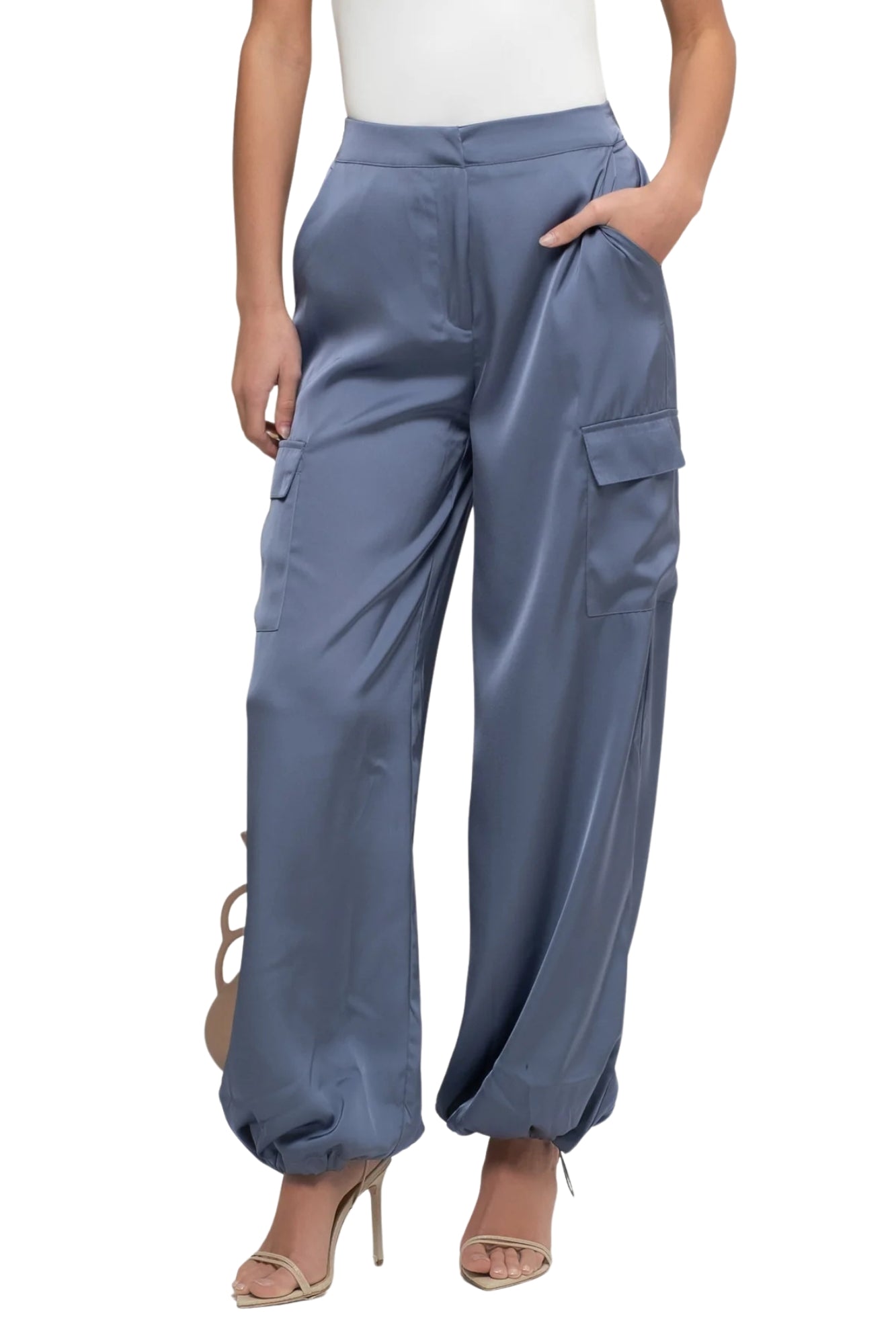 SATIN CARGO JOGGER PANTS