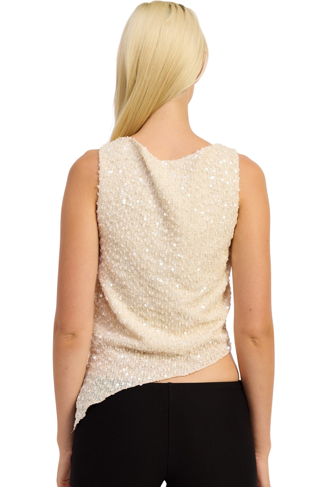 ASYMMETRICAL SEQUIN TOP
