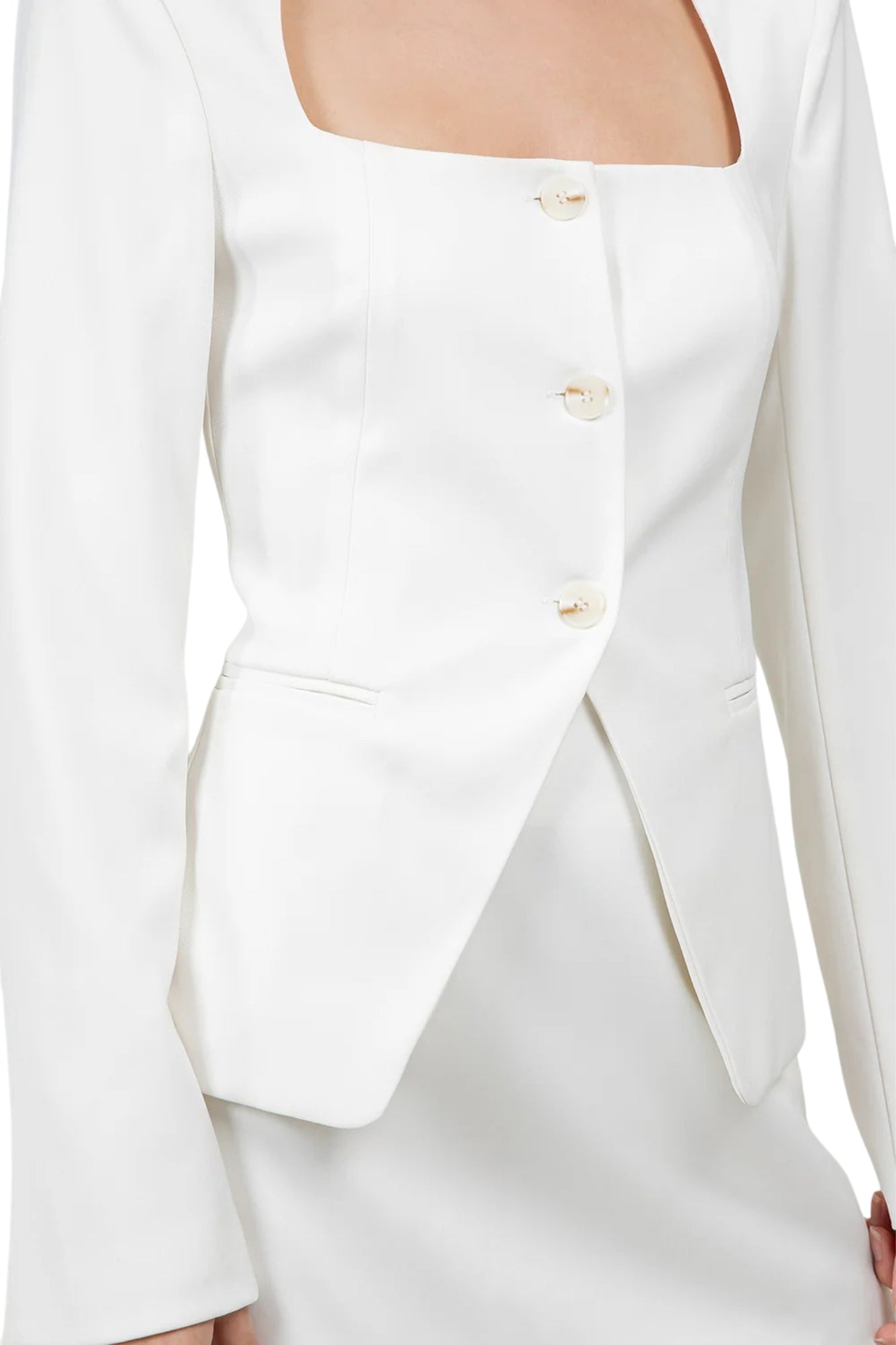 STRUCTURED WOVEN BUTTON DOWN TOP