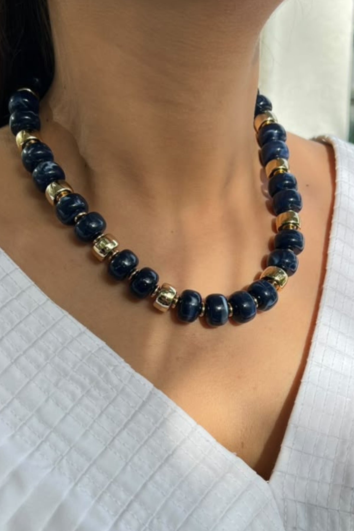 ROYAL LAPIS BEADED NECKLACE