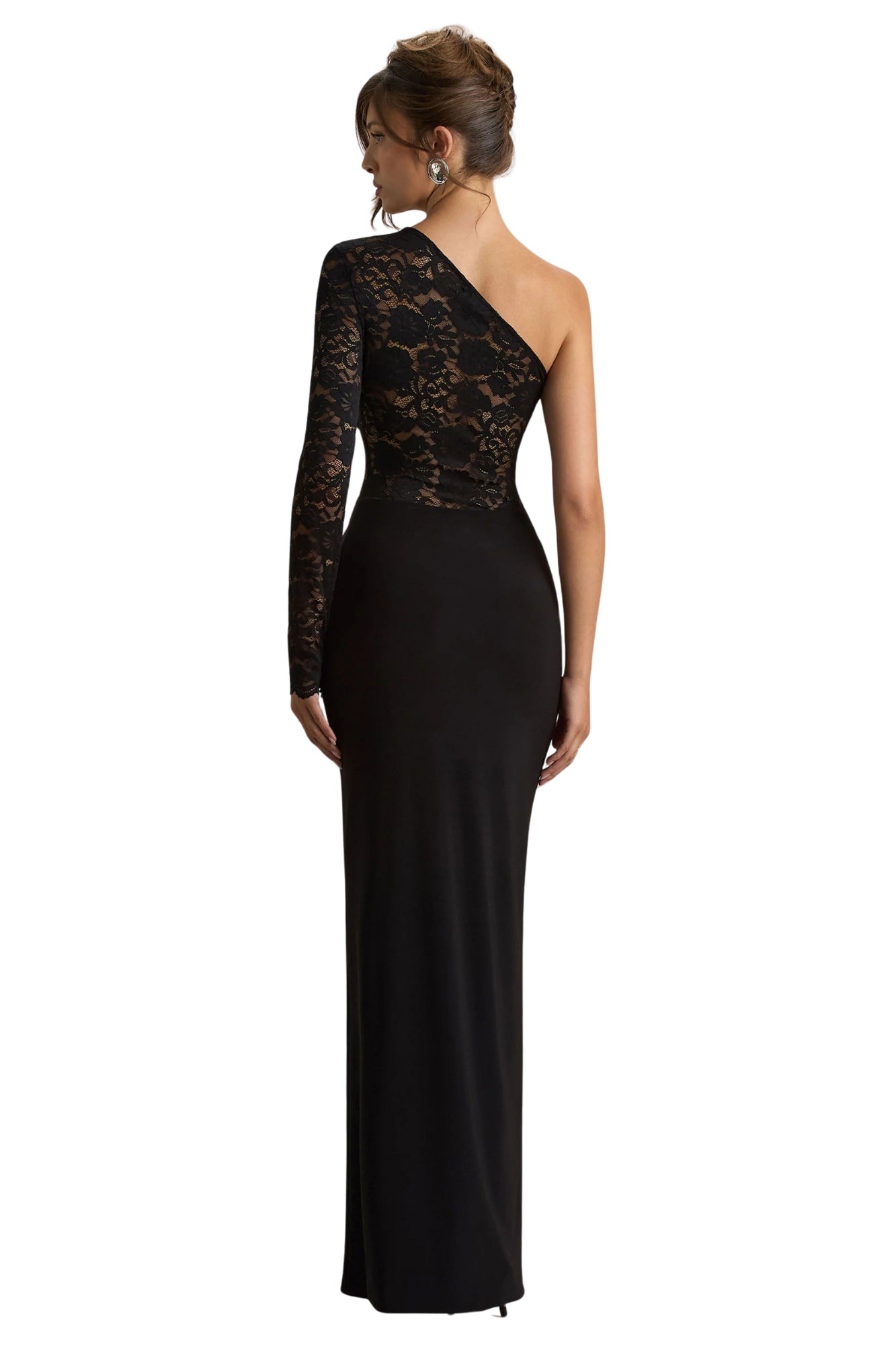 ASYMMETRICAL MIX LACE MDI DRESS