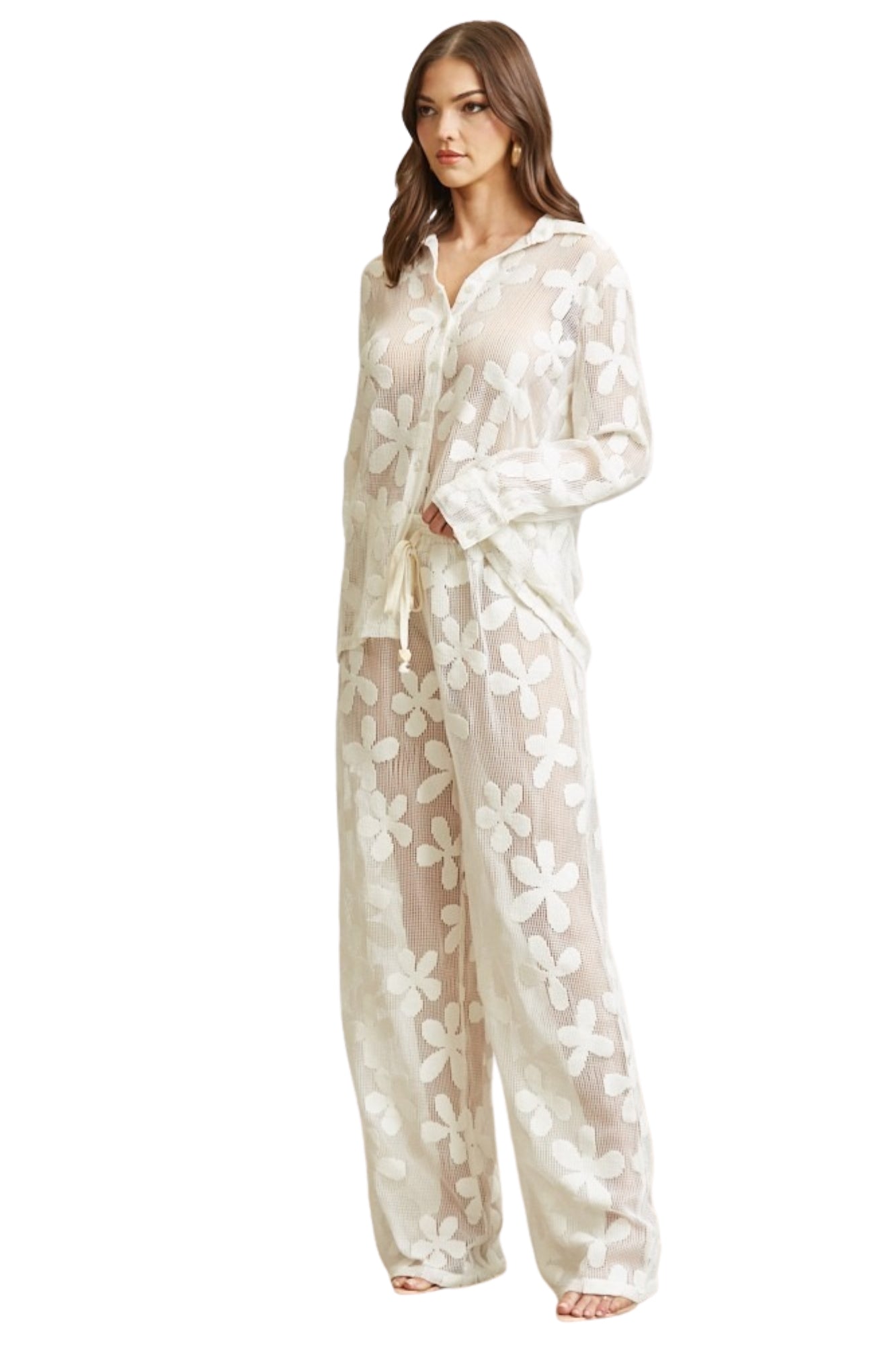 FLOWER PATTERN KNIT SET