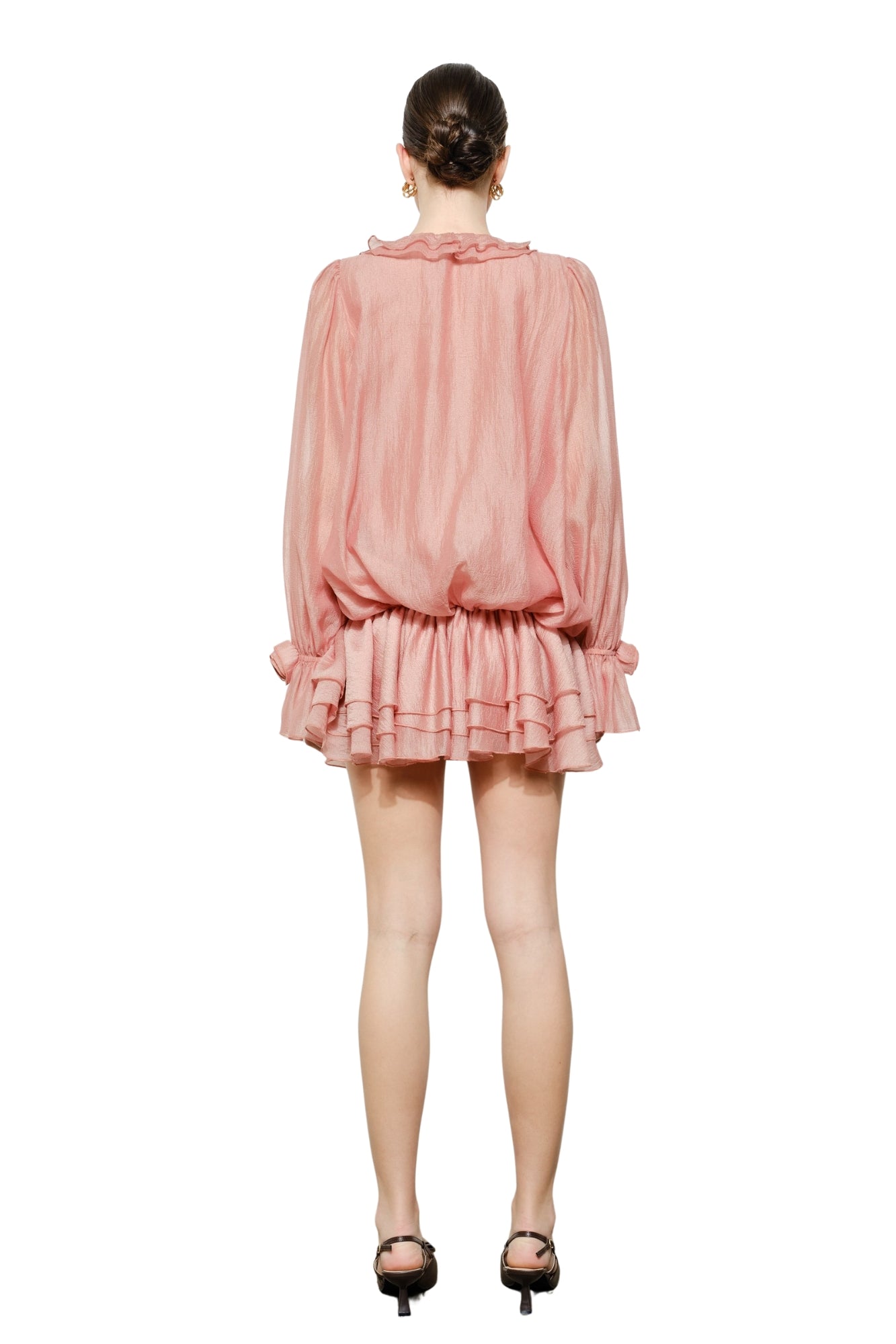 ROMANTIC 3D FLORAL ROSETTE RUFFLE MINI DRESS