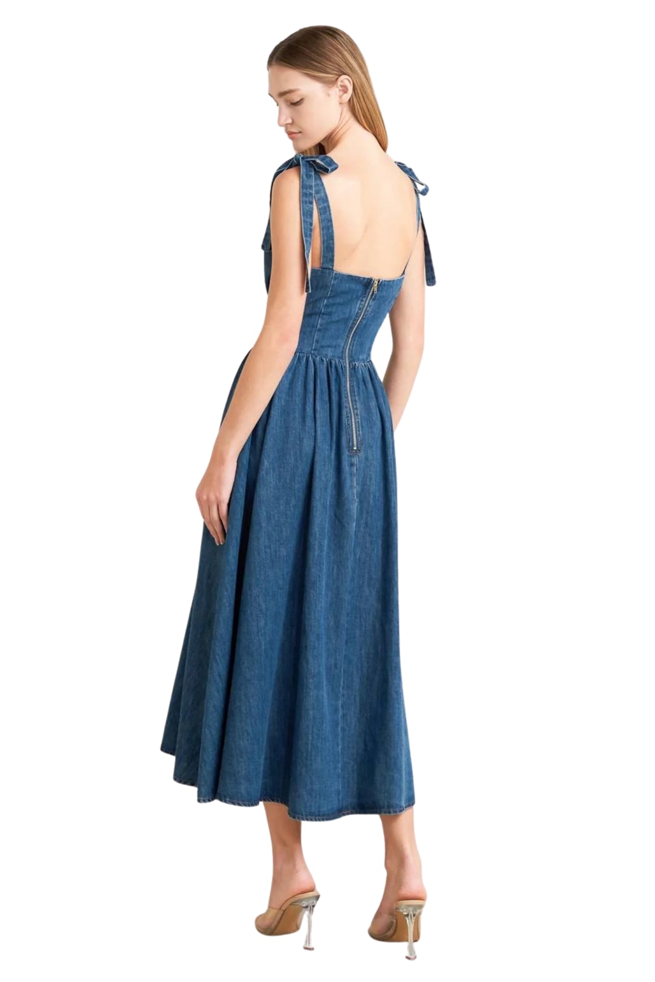 BALLET DENIM MIDI DRESS