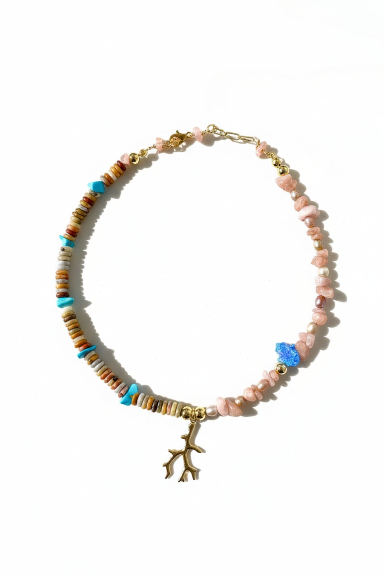 TURQUOISE & CORAL BRANCH NECKLACE