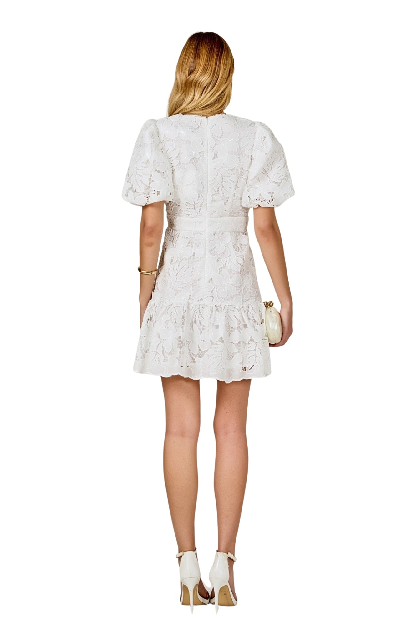 SEQUINS LACE MINI DRESS