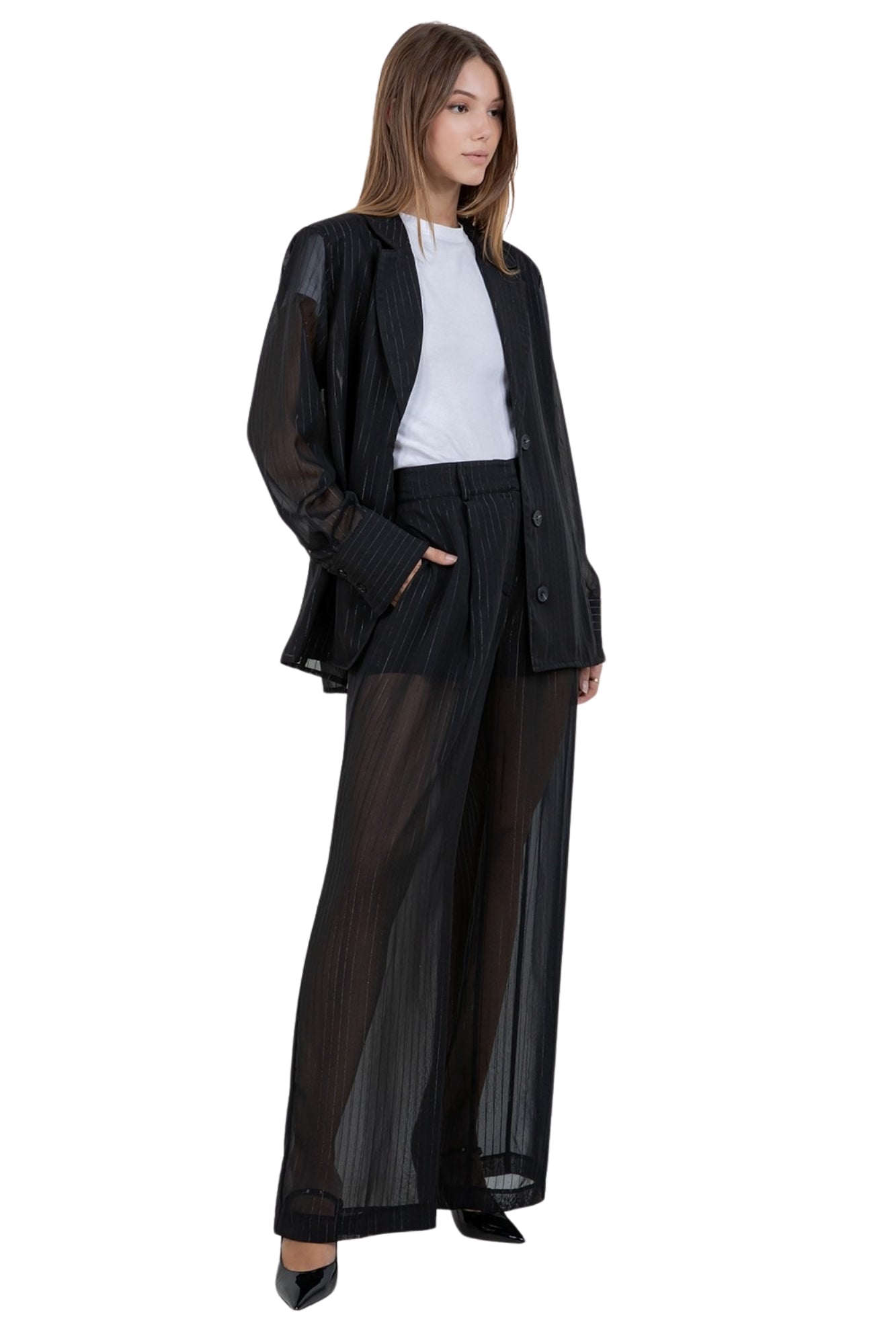 LIGHTWEIGHT LUREX BLAZER & PANTS SET