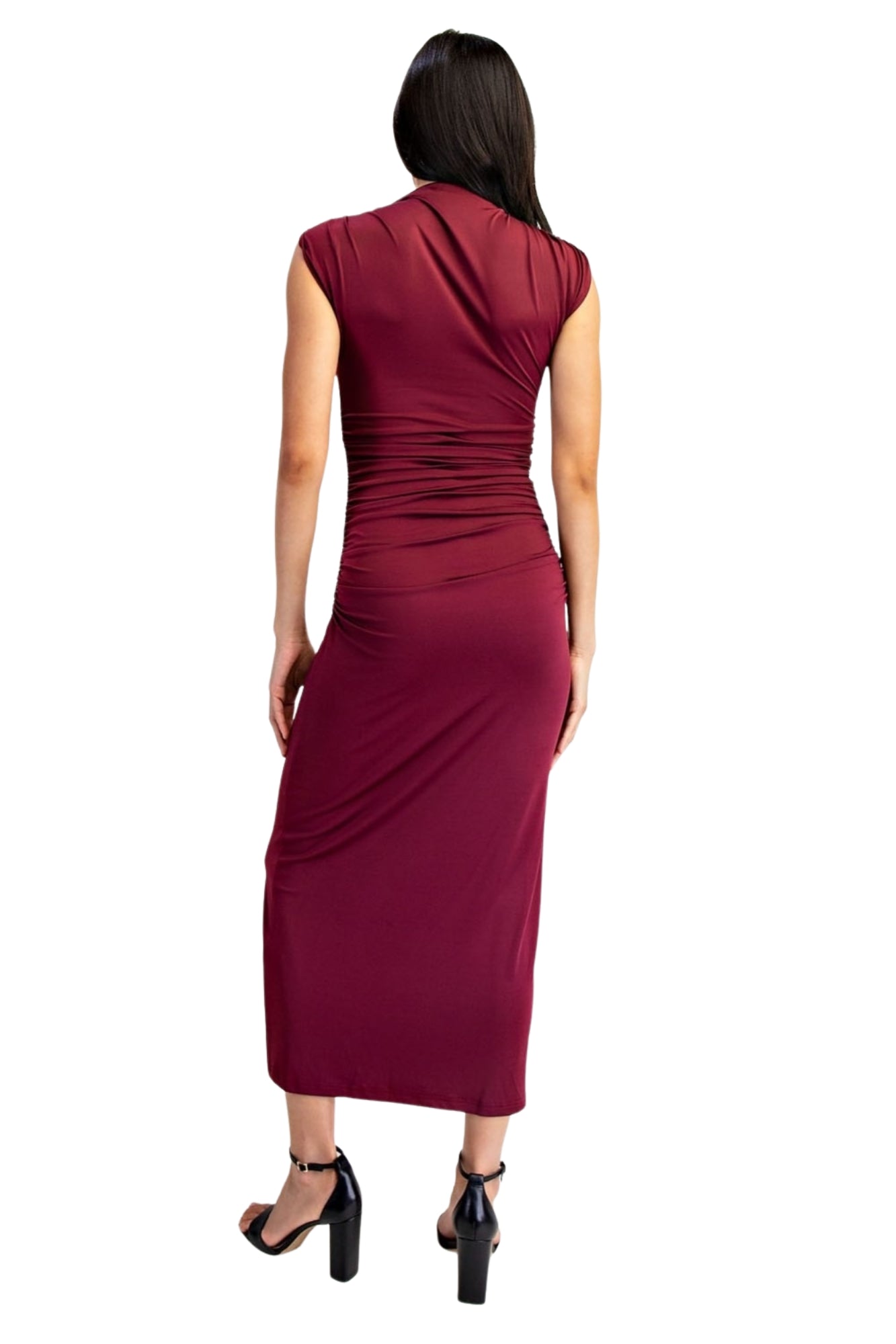 RUCHED MIDI DRESS