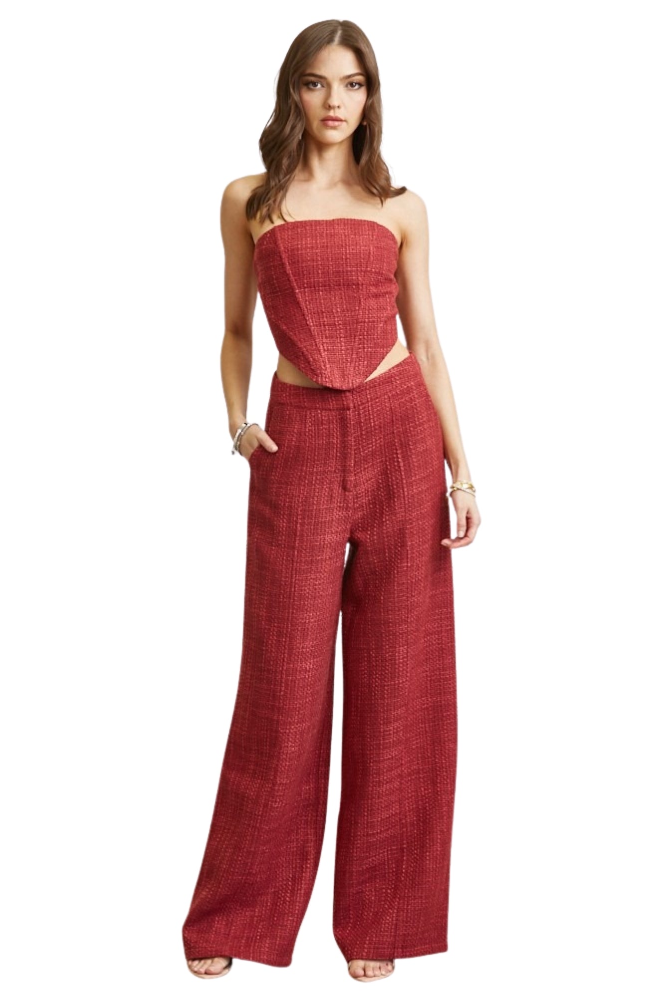 TWEED CORSET TOP & PANTS SET