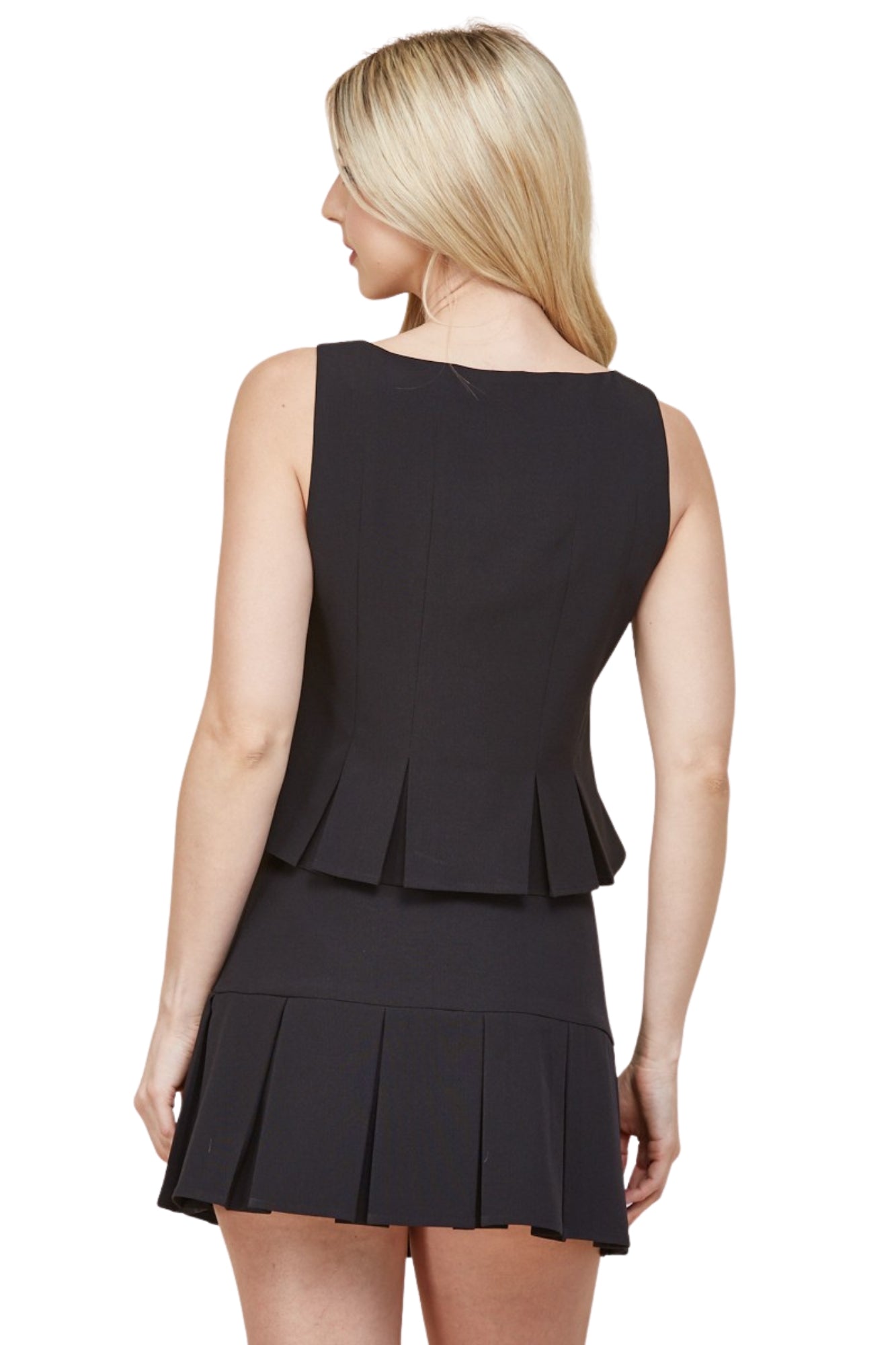 PEPLUM TOP & PLEATED MINI SKIRT SET