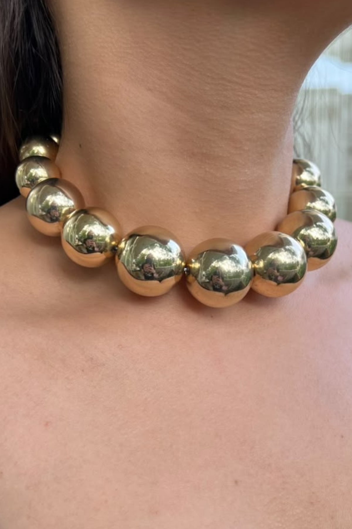 CHUNKY GOLD BALL STATEMENT NECKLACE