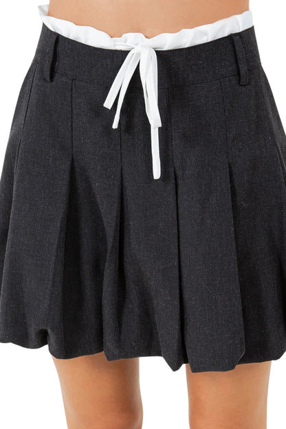 CONTRAST WAIST BALLOON MINI SKIRT