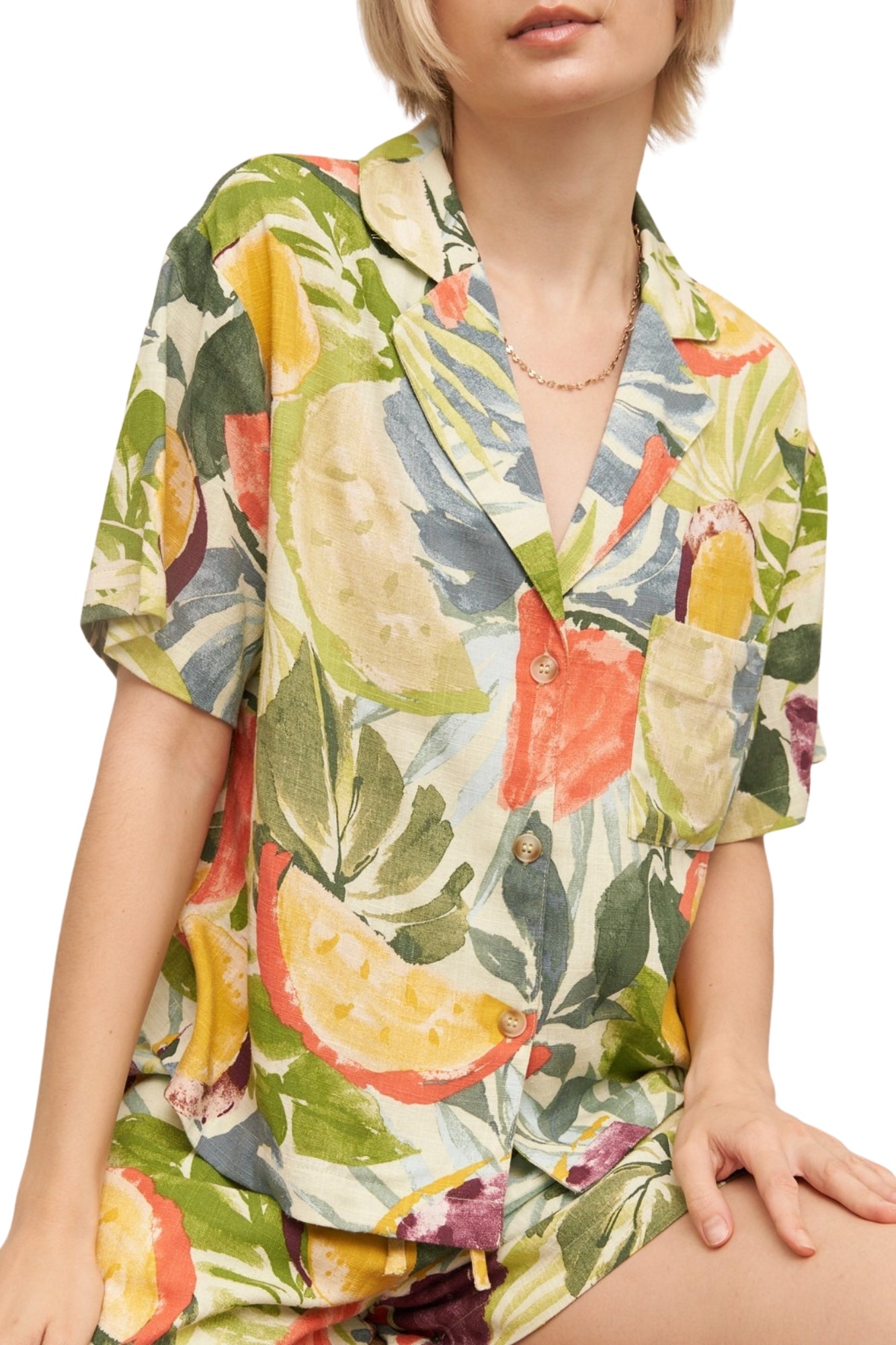 TROPICAL PRINT SHIRT & SHORT SET