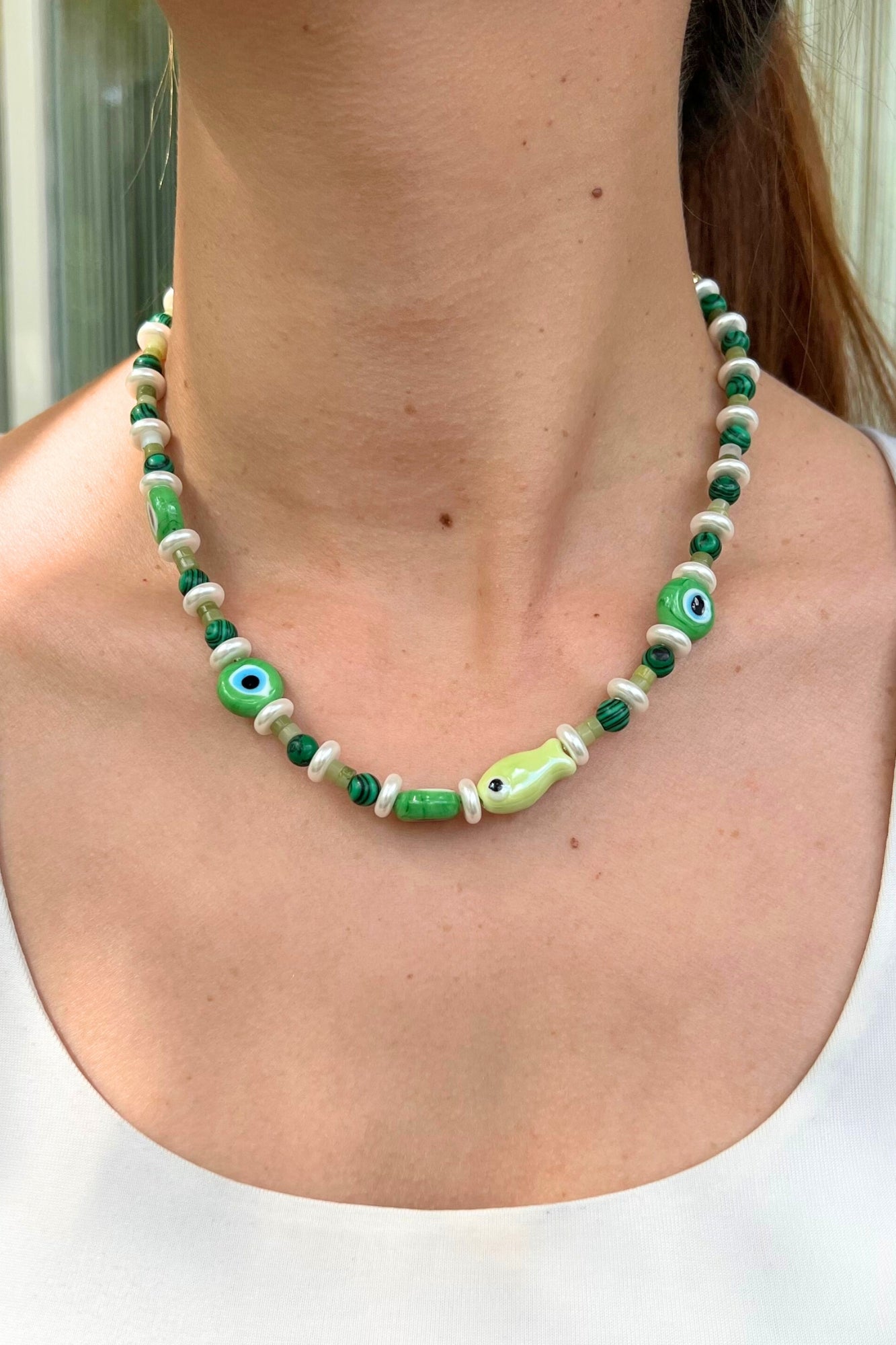 GREEN EVIL EYE NECKLACE
