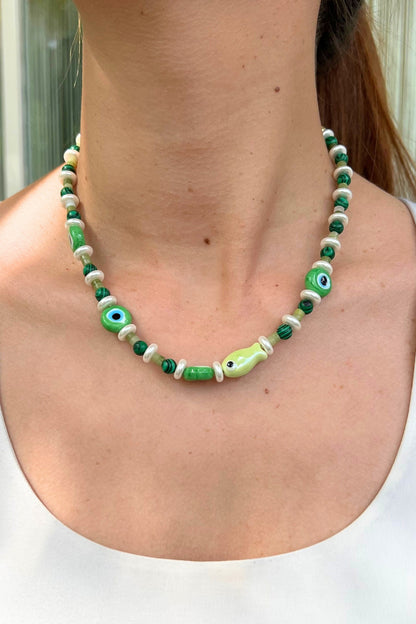 GREEN EVIL EYE NECKLACE