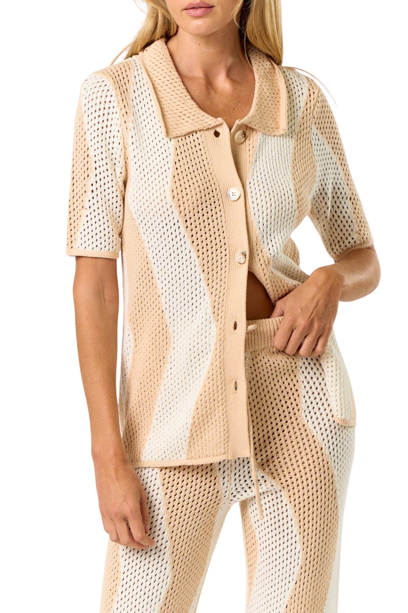 CROCHET BUTTON DOWN TOP & MATCHING PANT