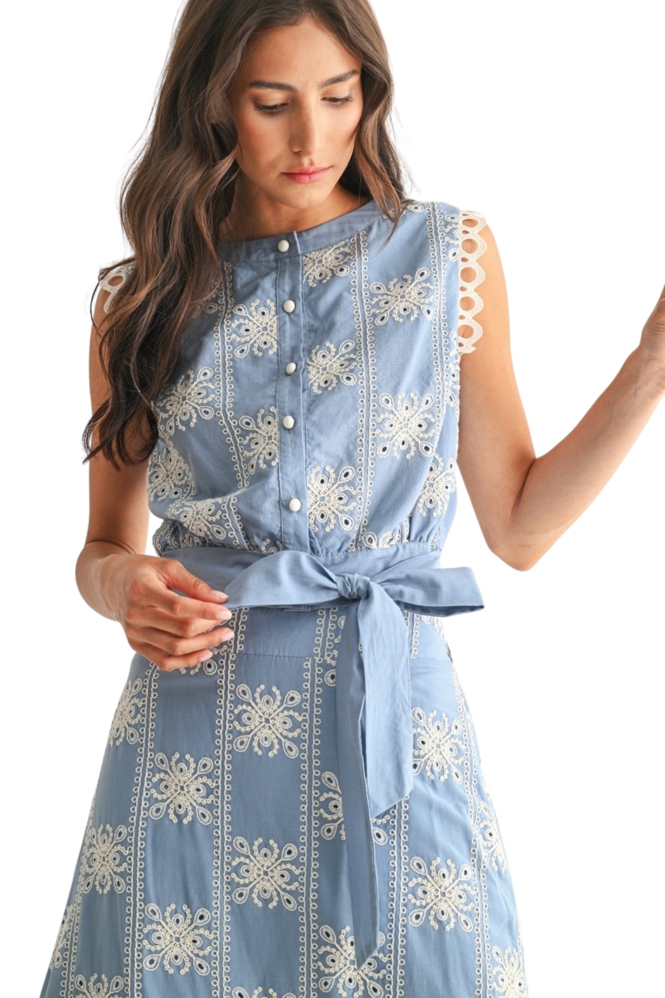 EMBROIDERED TOP & MIDI SKIRT SET