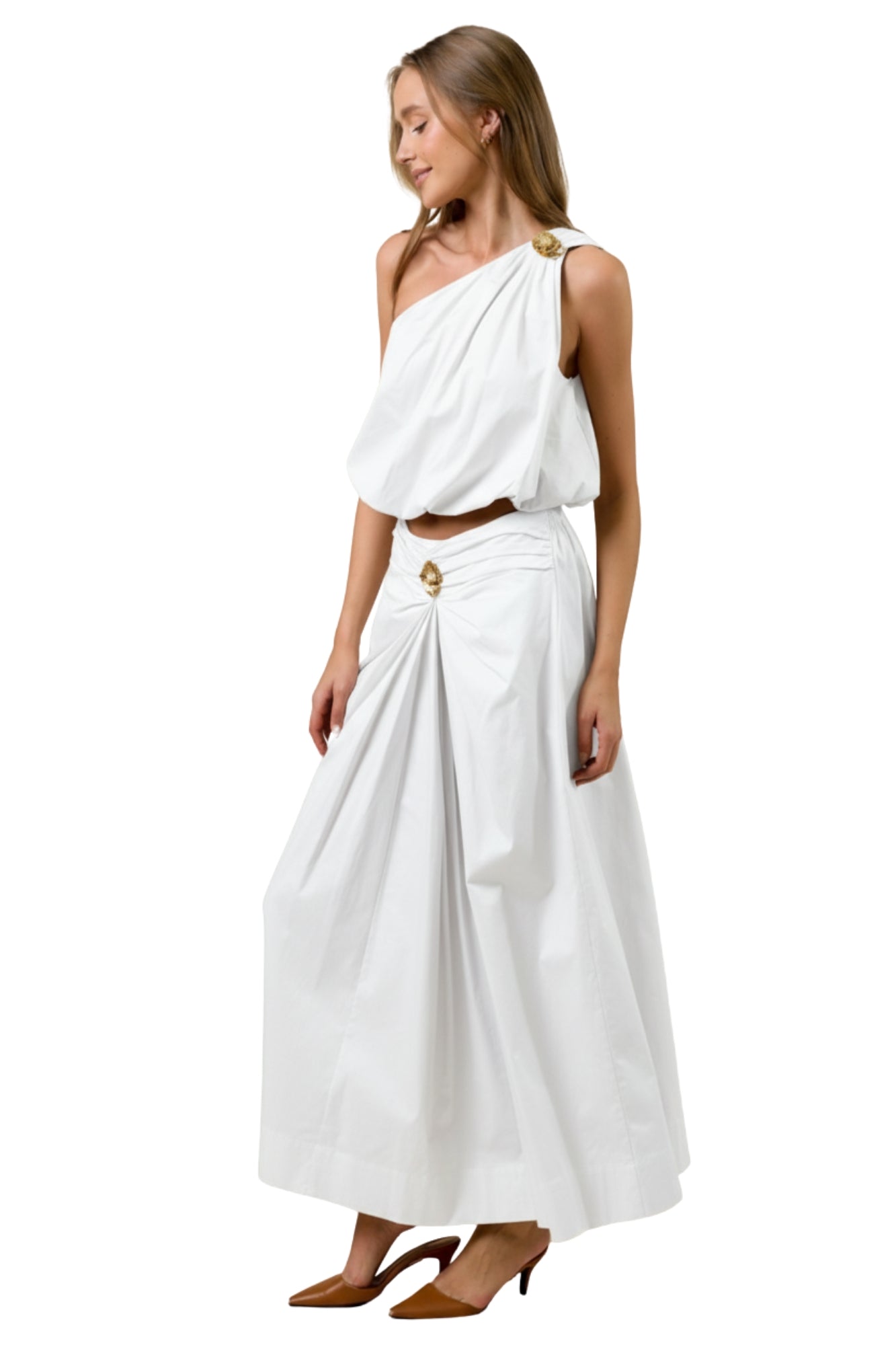 GATHERED TOP & MAXI SKIRT SET