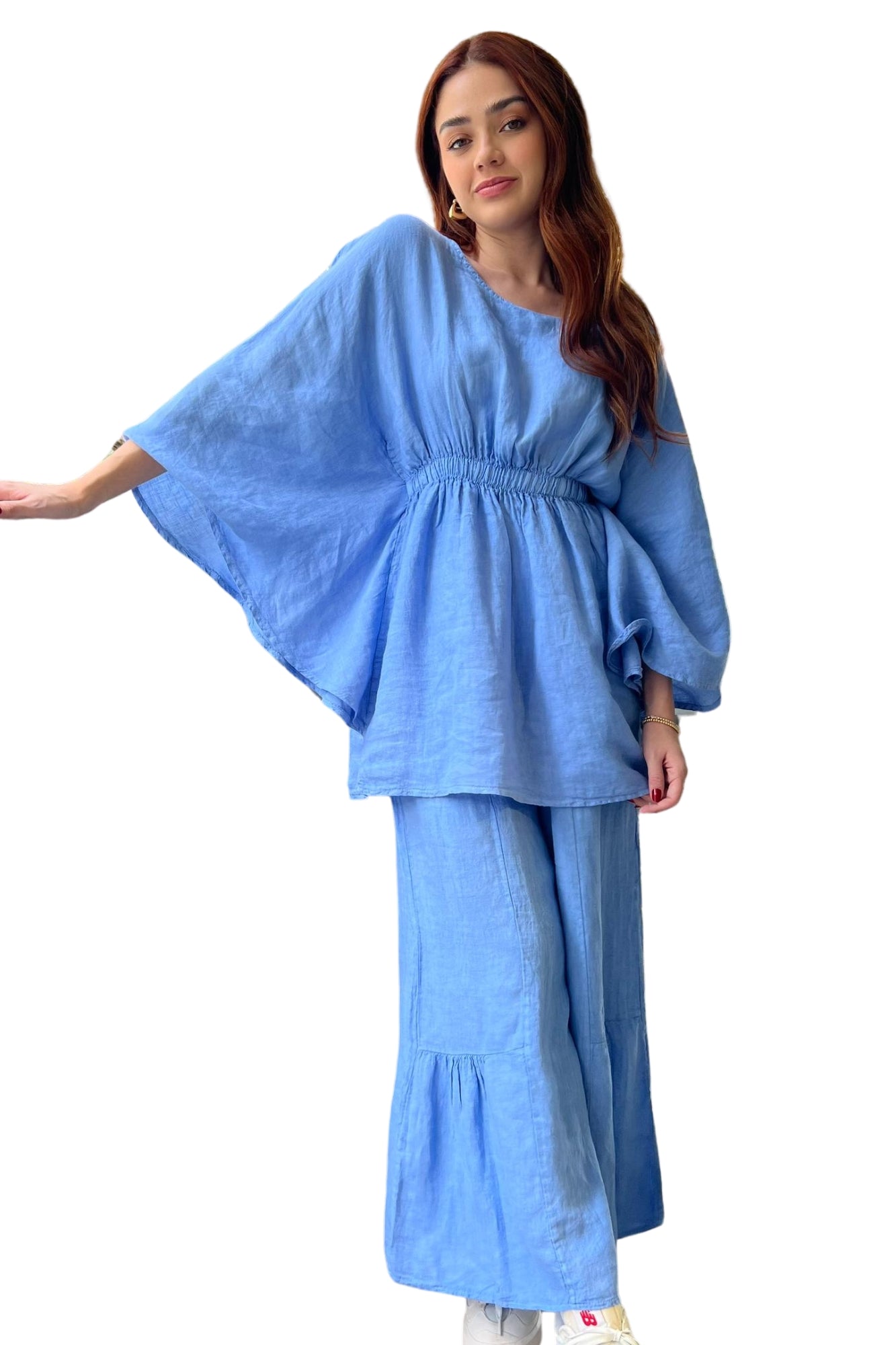 BATWING LINEN SHIRT - DARK BLUE