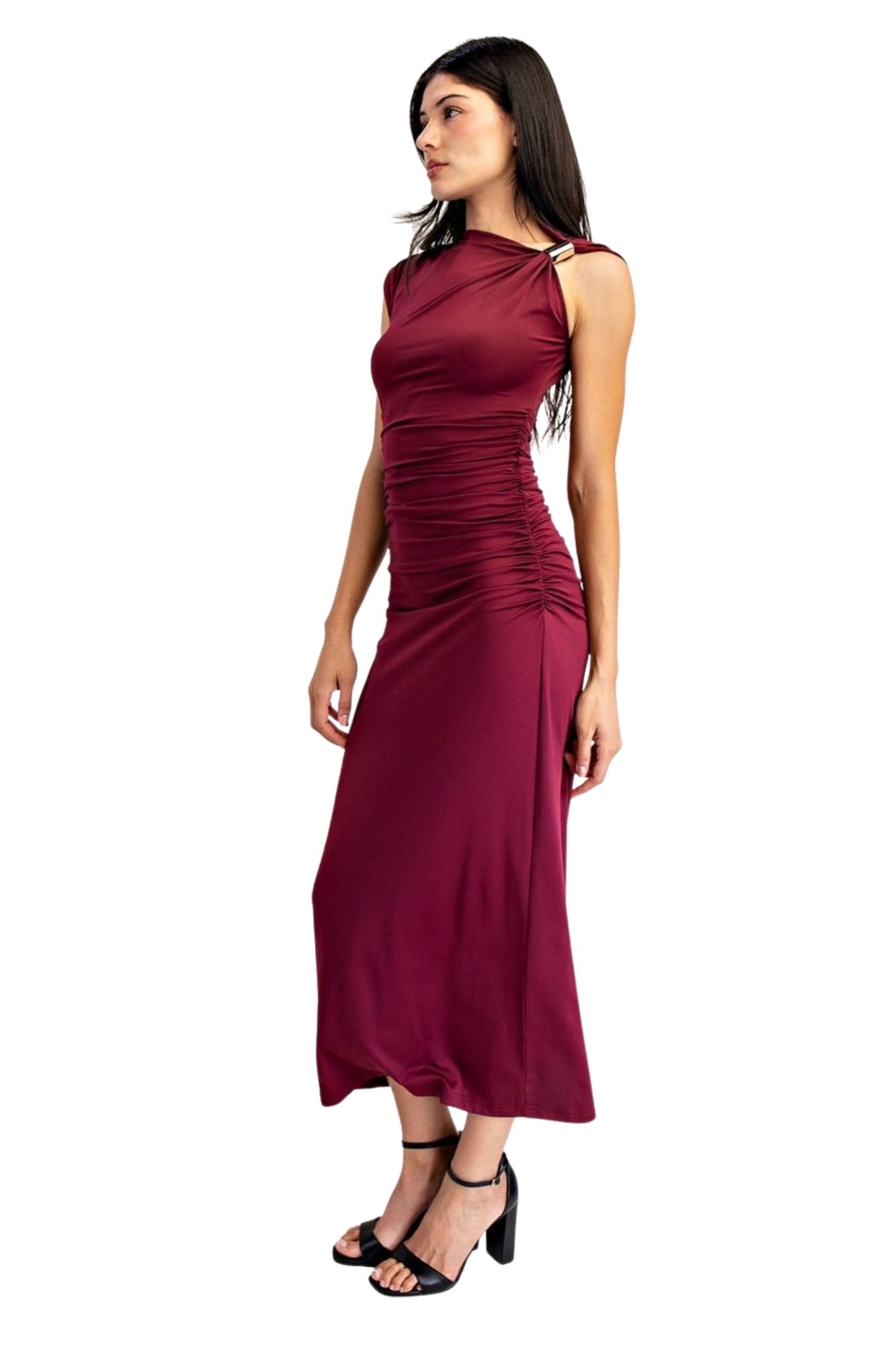 RUCHED MIDI DRESS