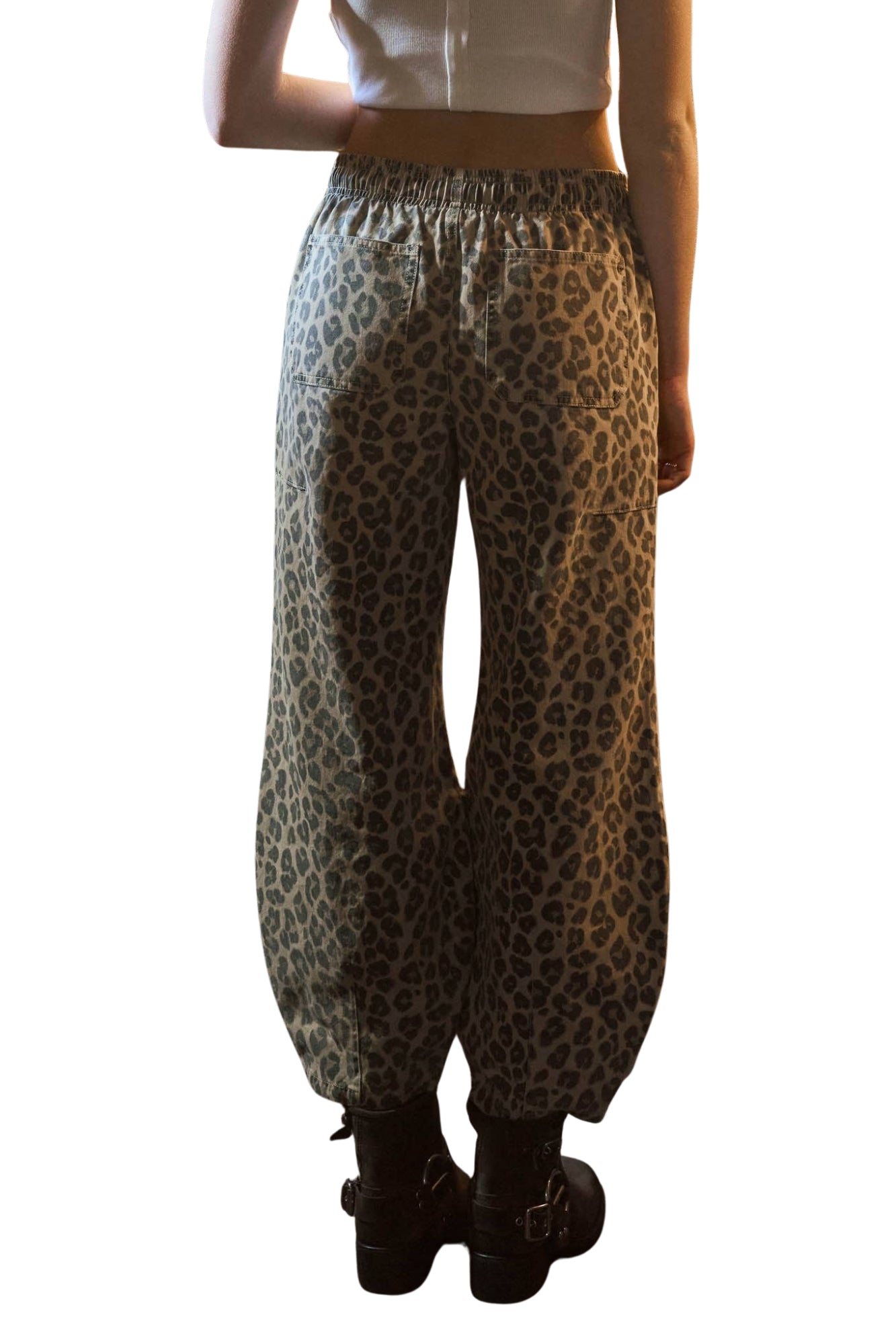 LEOPARD PRINT PARACHUTE PANTS