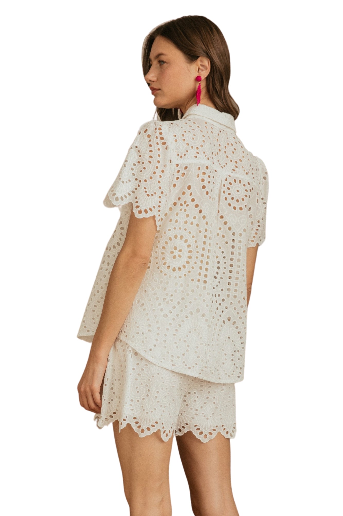 EYELET LACE SHORT SET