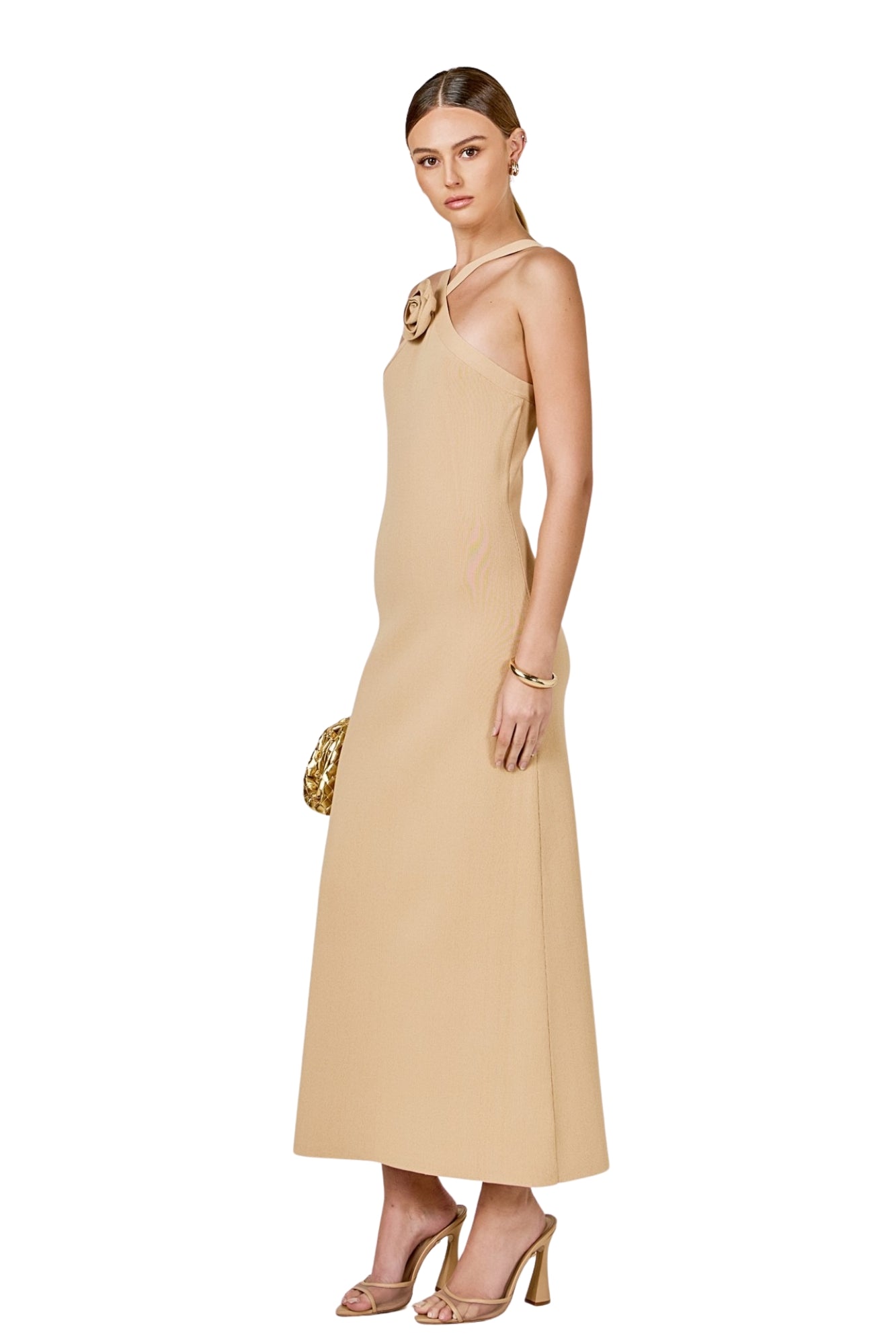 ROSETTE KNIT MIDI DRESS