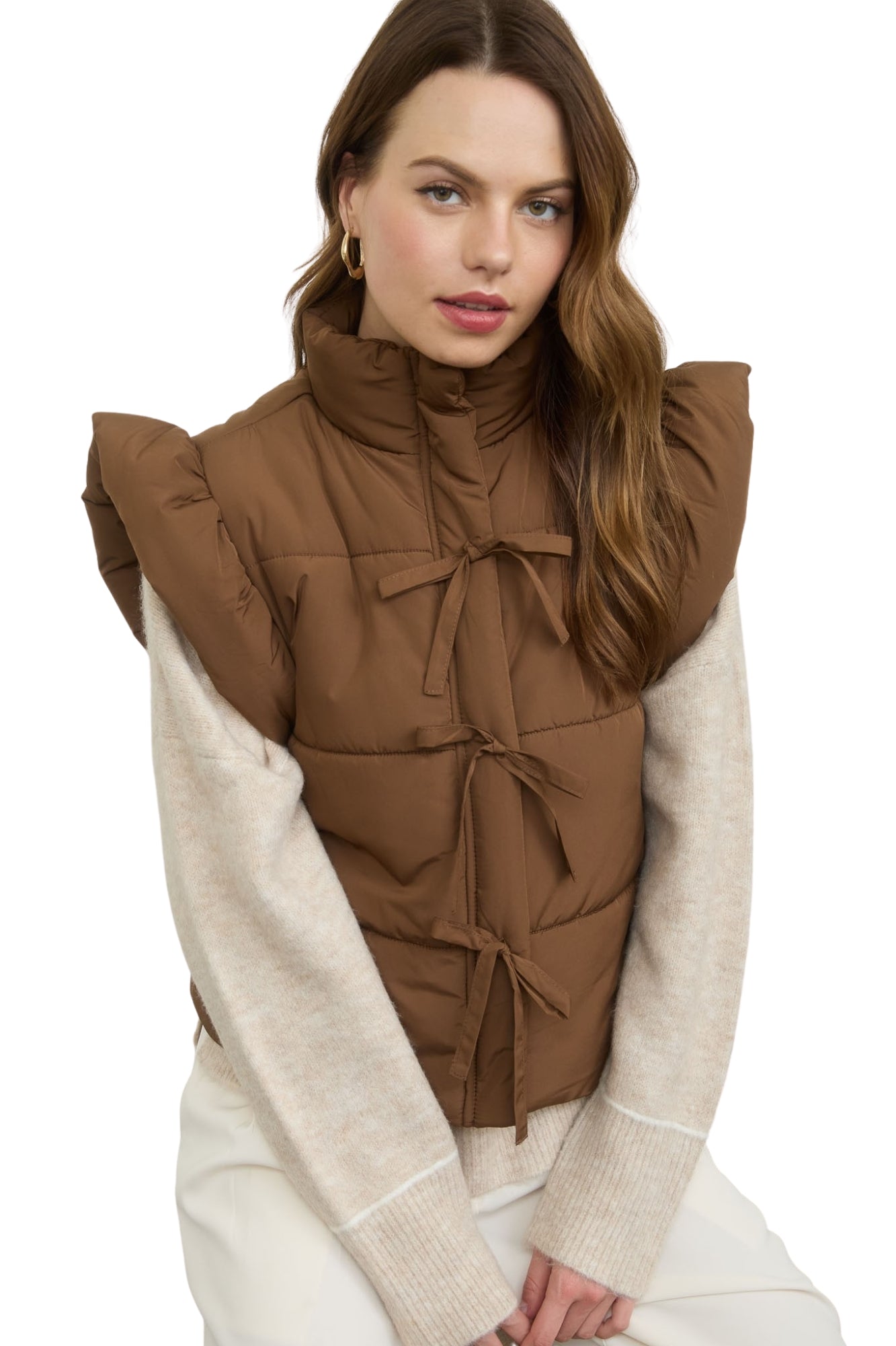 BOW DETAIL PUFFER VEST