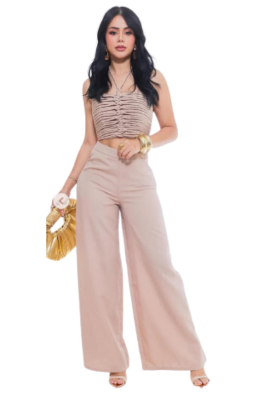 HALTER CROP TOP & PANTS SET