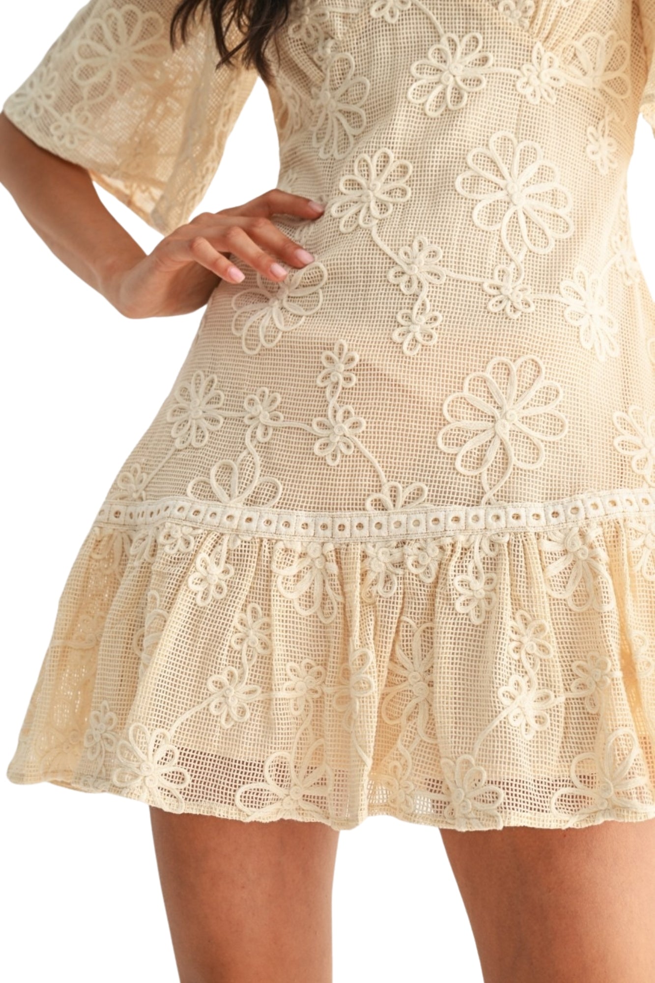 ELEGANT FLORAL LACE MINI DRESS