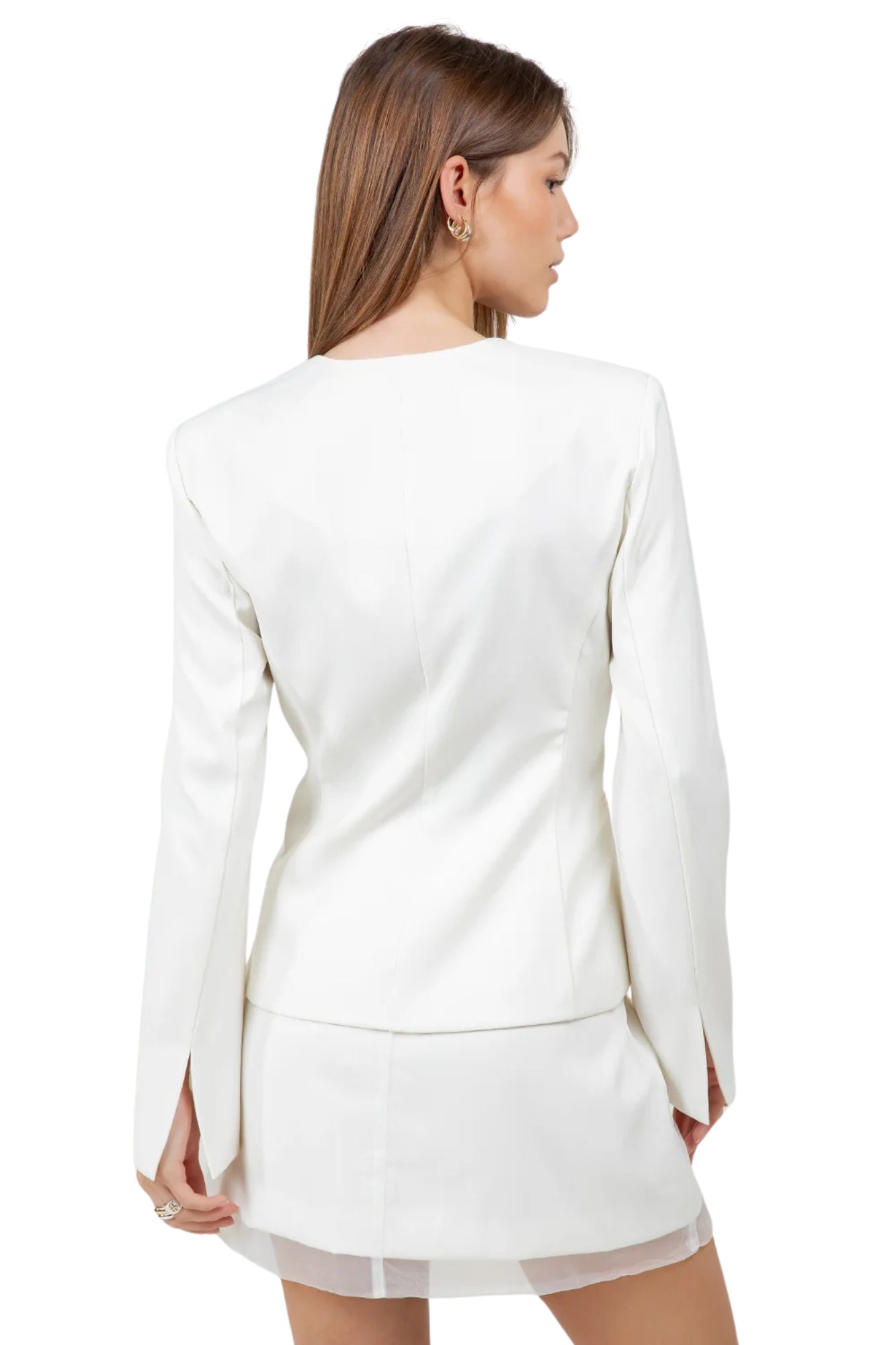 STRUCTURED WOVEN BUTTON DOWN TOP