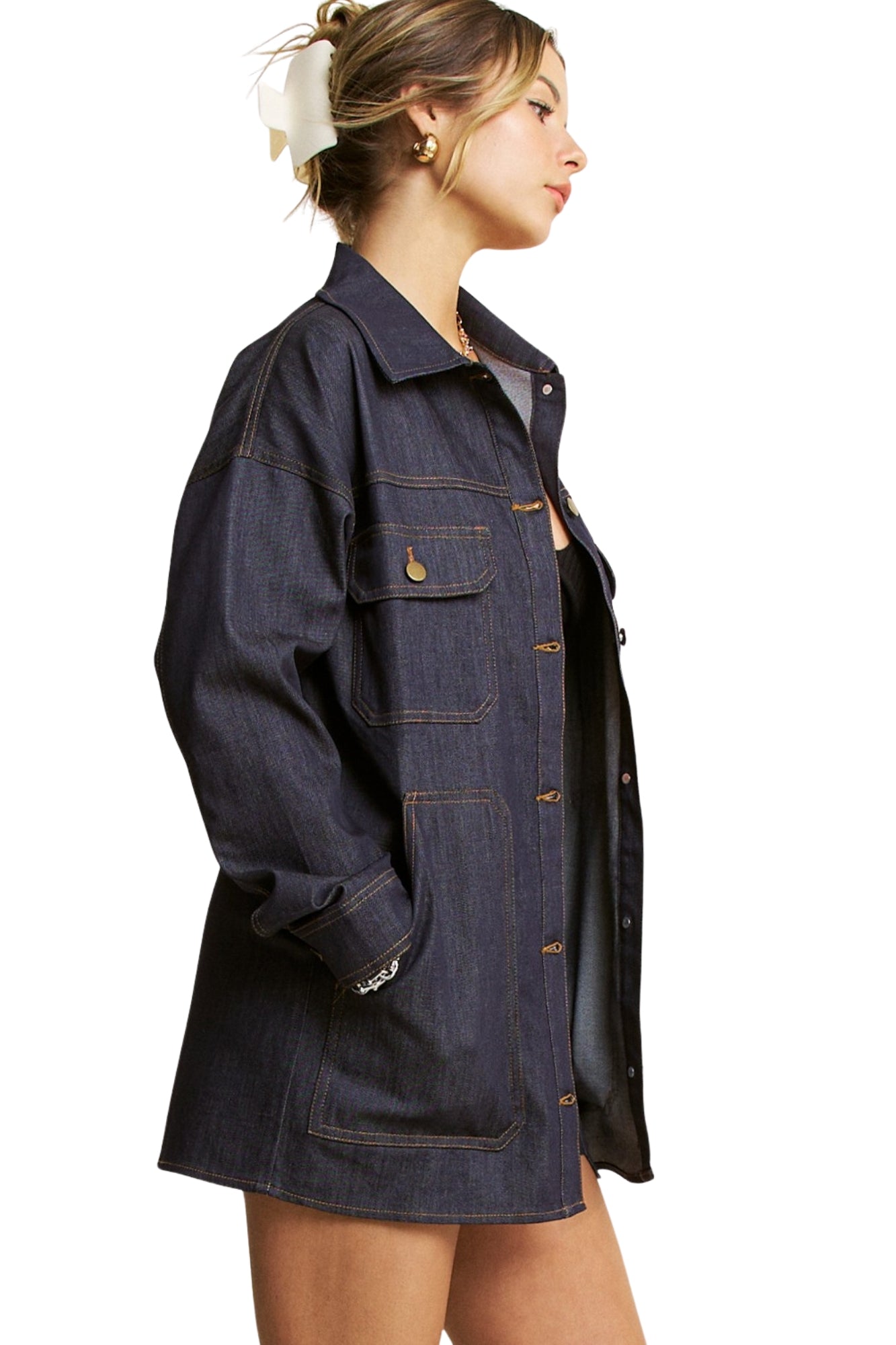 DENIM SHIRT & SKIRT SET