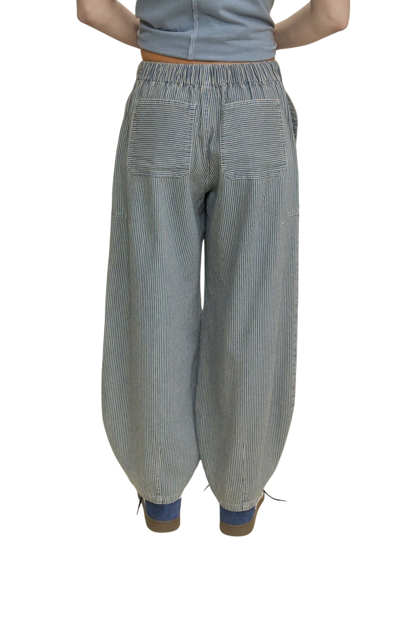 STRIPE DENIM PARACHUTE PANTS