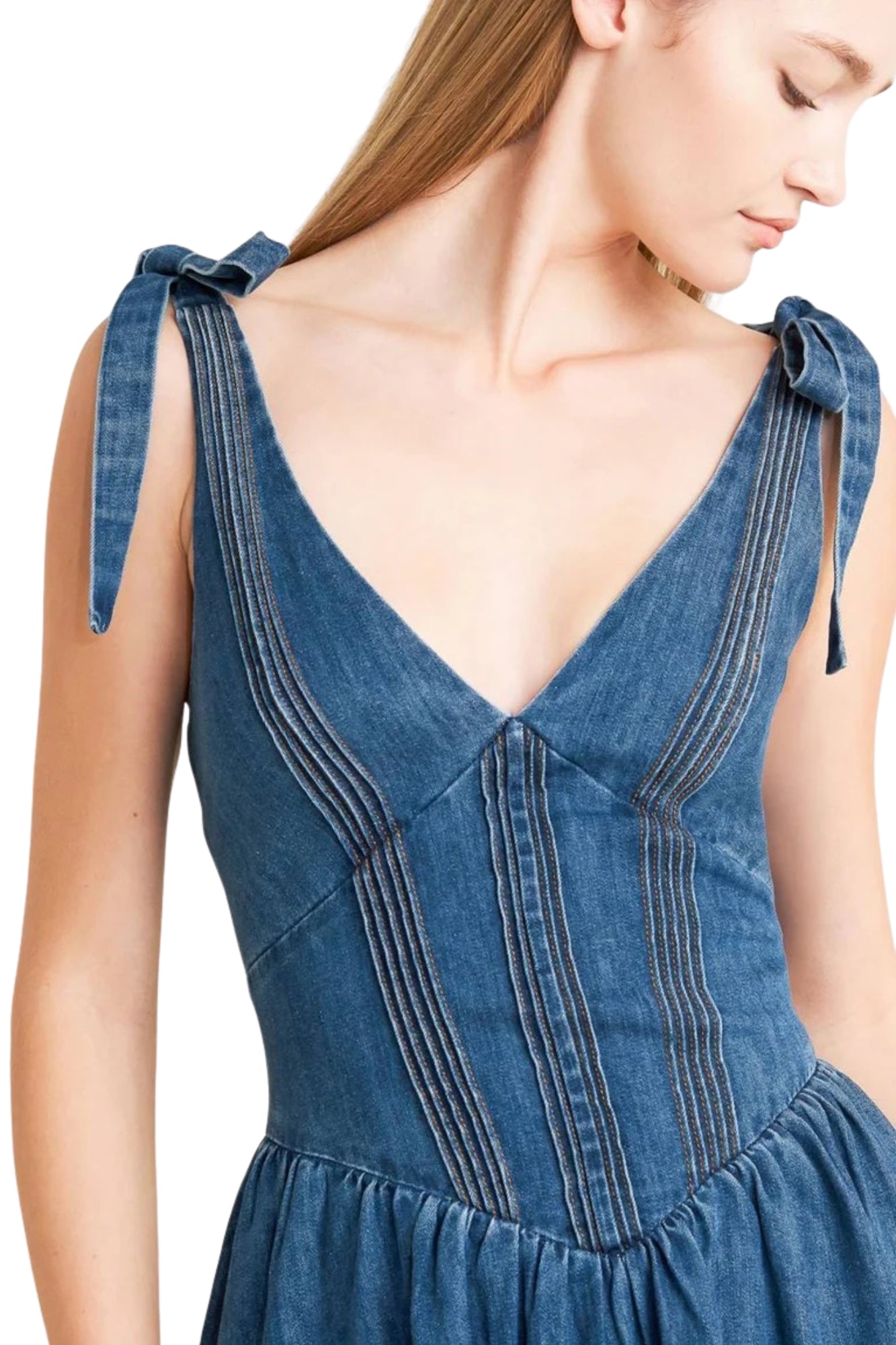 BALLET DENIM MIDI DRESS