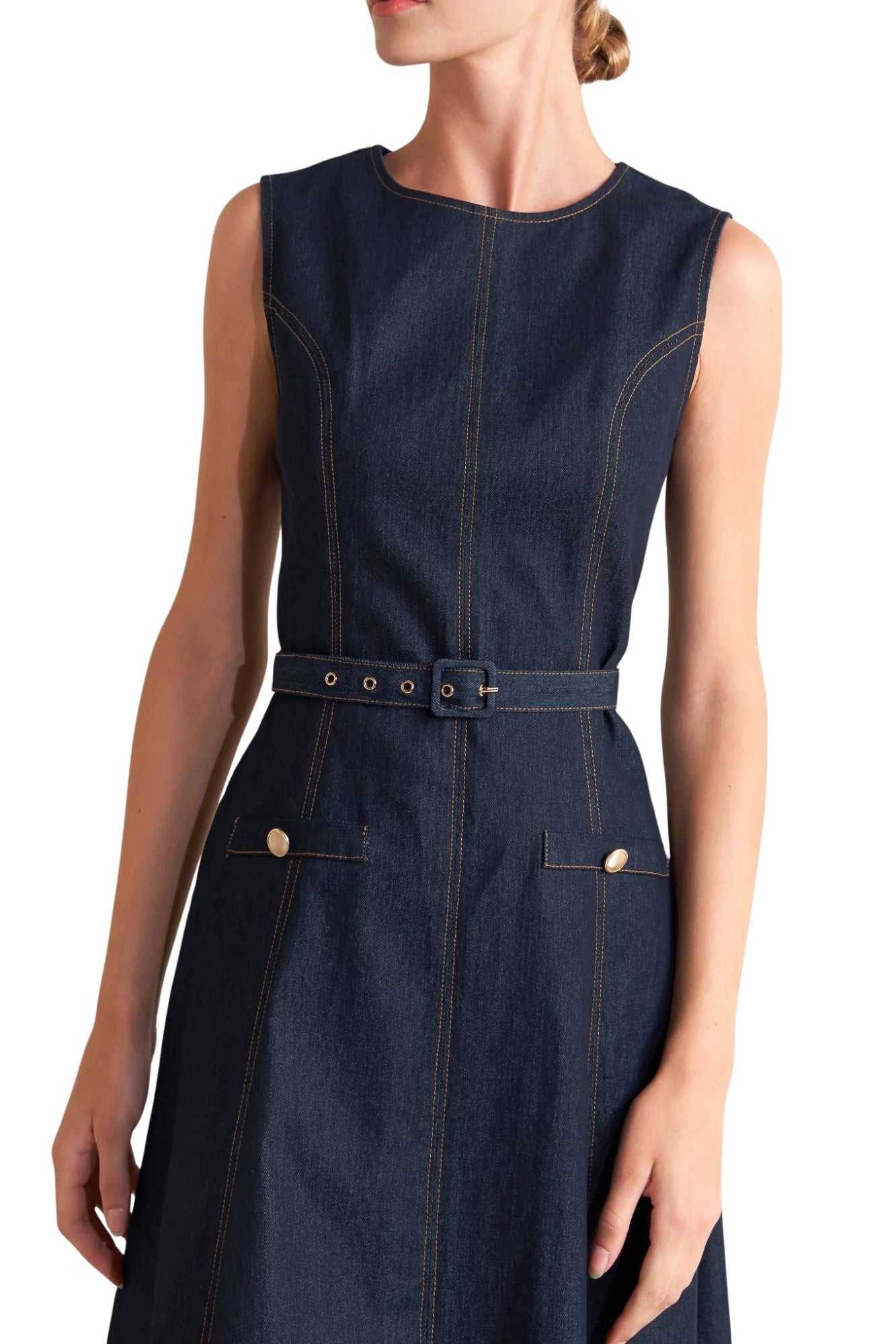 MODERN DARK DENIM MIDI DRESS