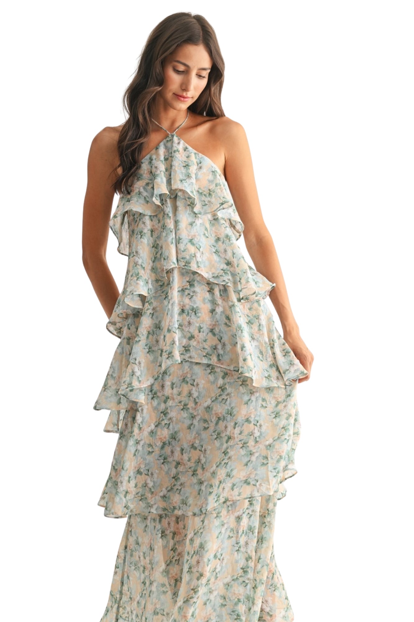 TIERED FLORAL MAXI DRESS
