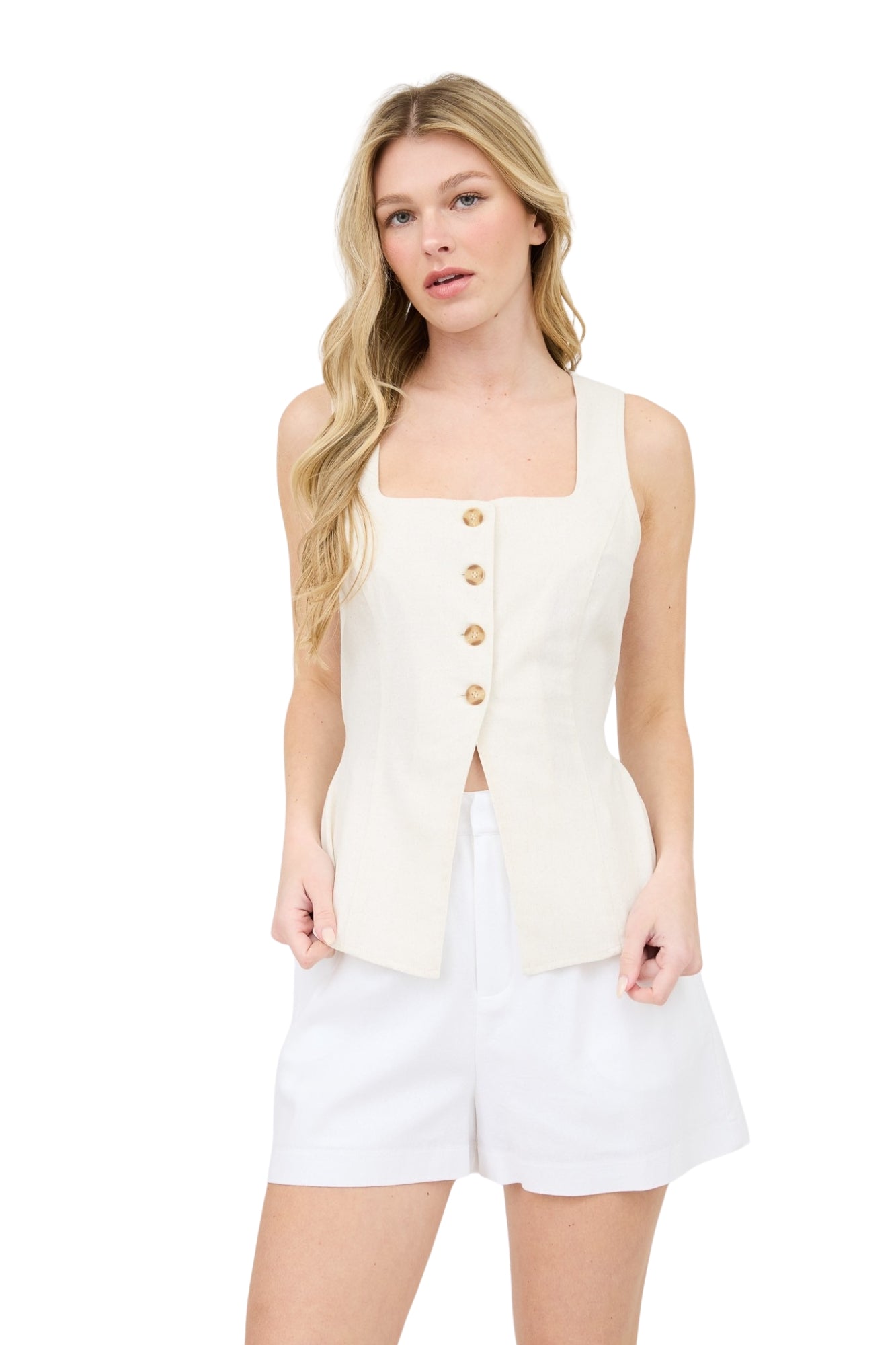LINEN CROPPED VEST